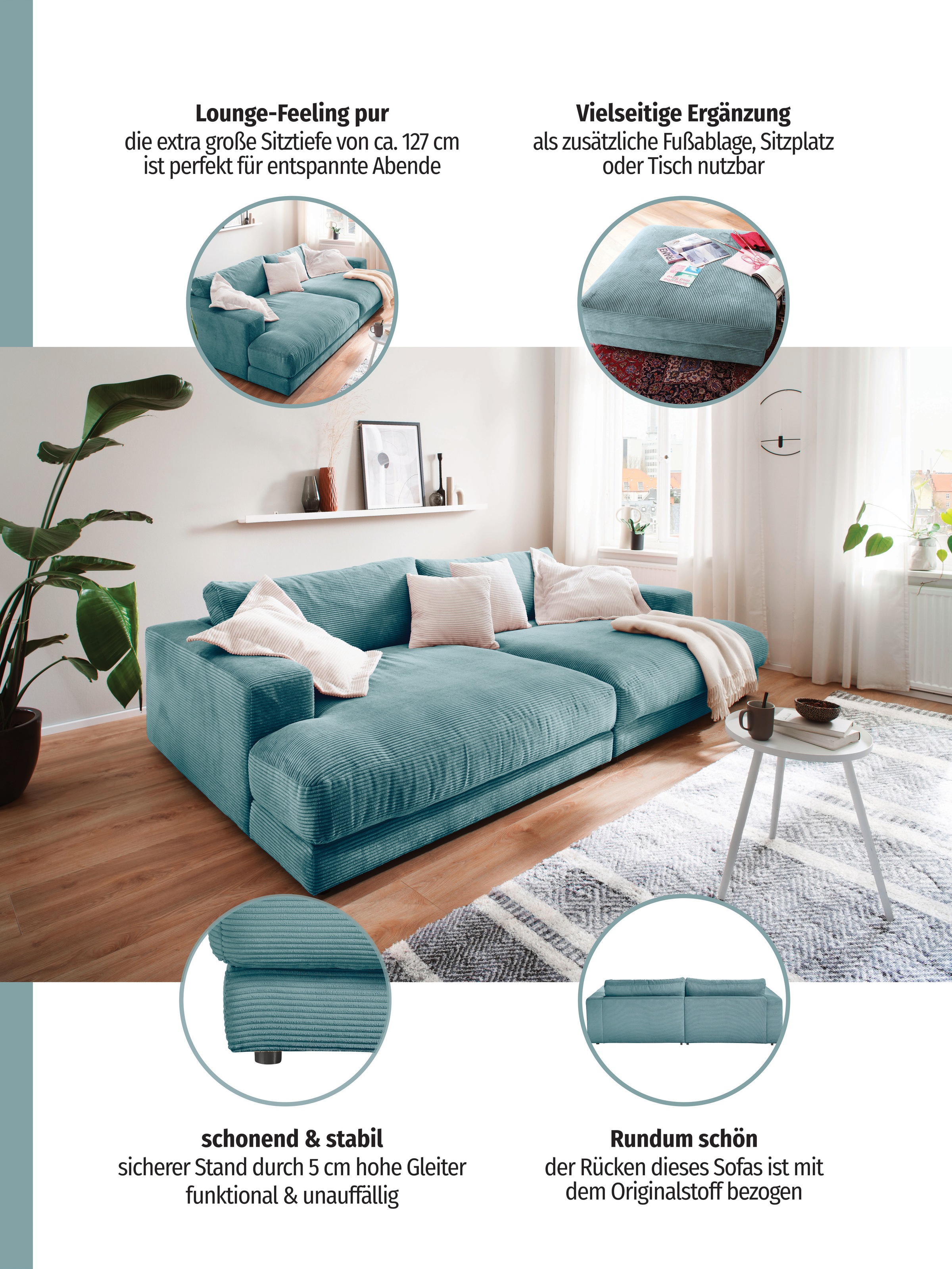 Thumbnail - PLACES OF STYLE Loungesofa "Enisa, B/T/H: 290/170/85 cm" Zeitloses und stylisches Loungemöbel, Mega-Sofa, Big-Sofa XXL