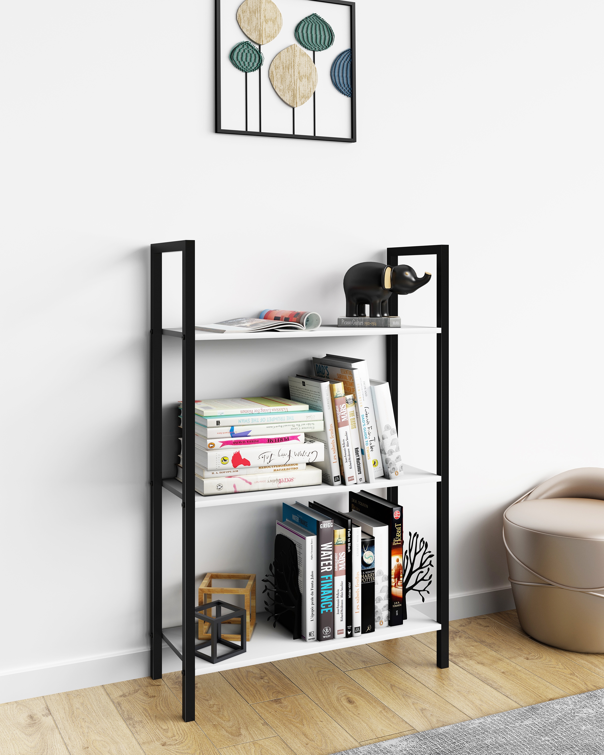 VCM Standregal »Holz Metall Stand Regal Büro Bücher Flakos 3fach«