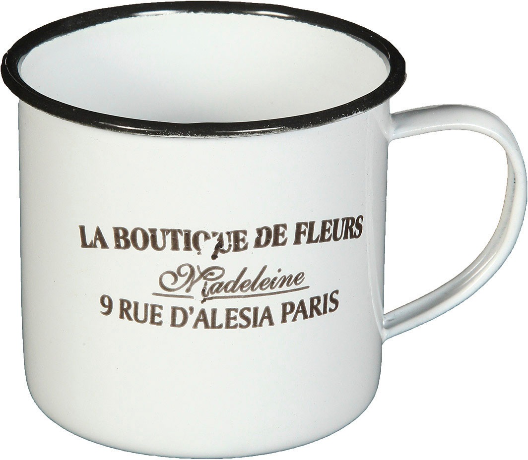 Ambiente Haus Tasse "Becher DE FLEUR aus Emaille in Antikweiß" günstig online kaufen
