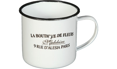 Tasse »Becher DE FLEUR aus Emaille in Antikweiß«, (1 tlg.)