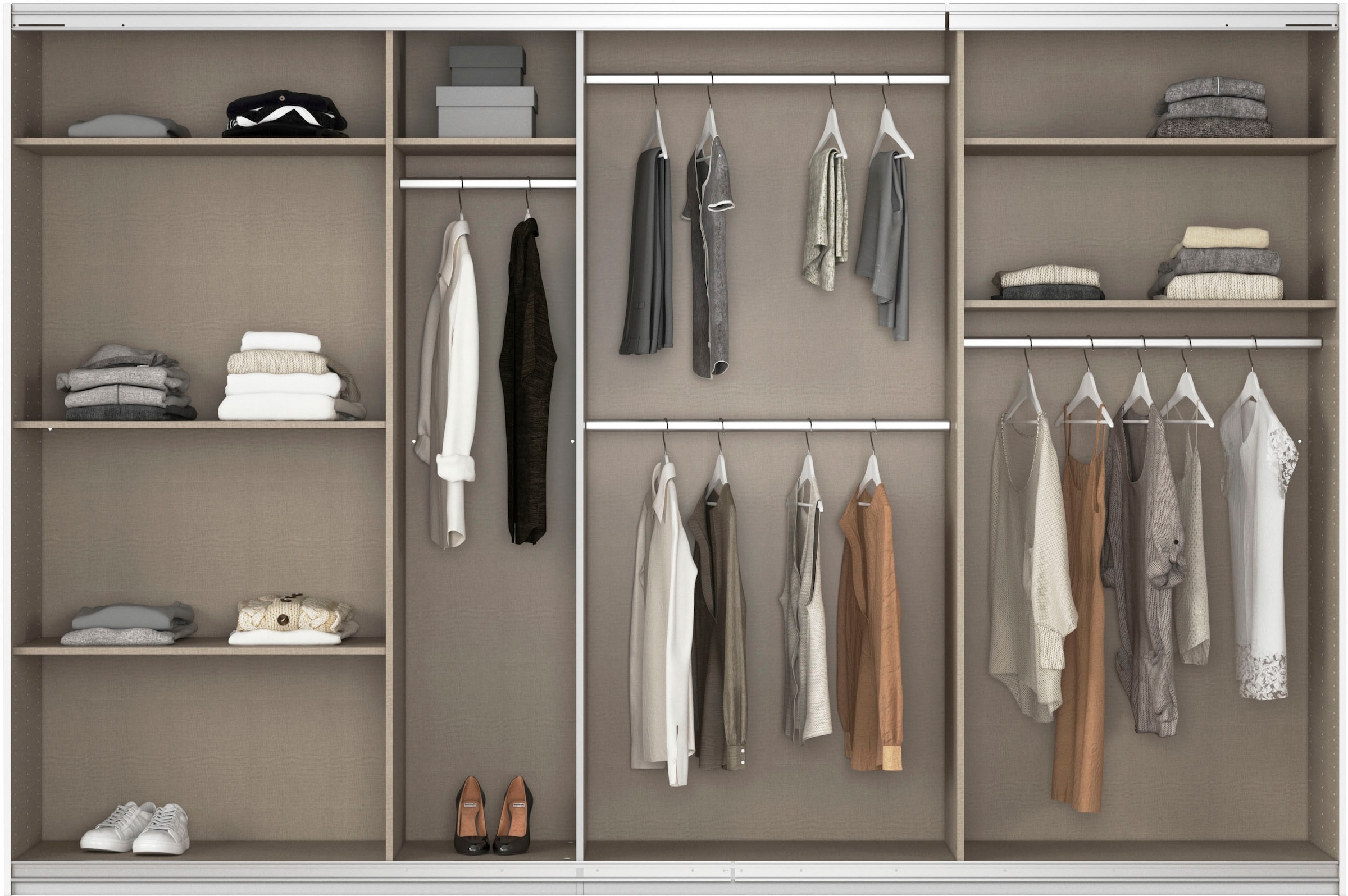 rauch Schwebetürenschrank »Kleiderschrank Schrank OTTO´S CHOICE Garderobe AGORDO«, (in zwei Griff-Farben), Top Innenausstattung, in 4 Breiten und 2 Höhen MADE IN GERMANY
