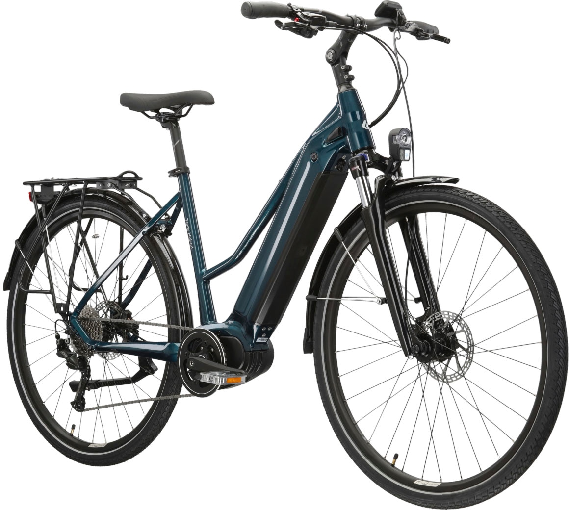 Kross E-Bike »KROSS E-Trekkingrad Damen Trans 5.0 28" türkis 9 Gänge«, 9 Gang, Shimano, ALIVIO M3100, Mittelmotor 250 W