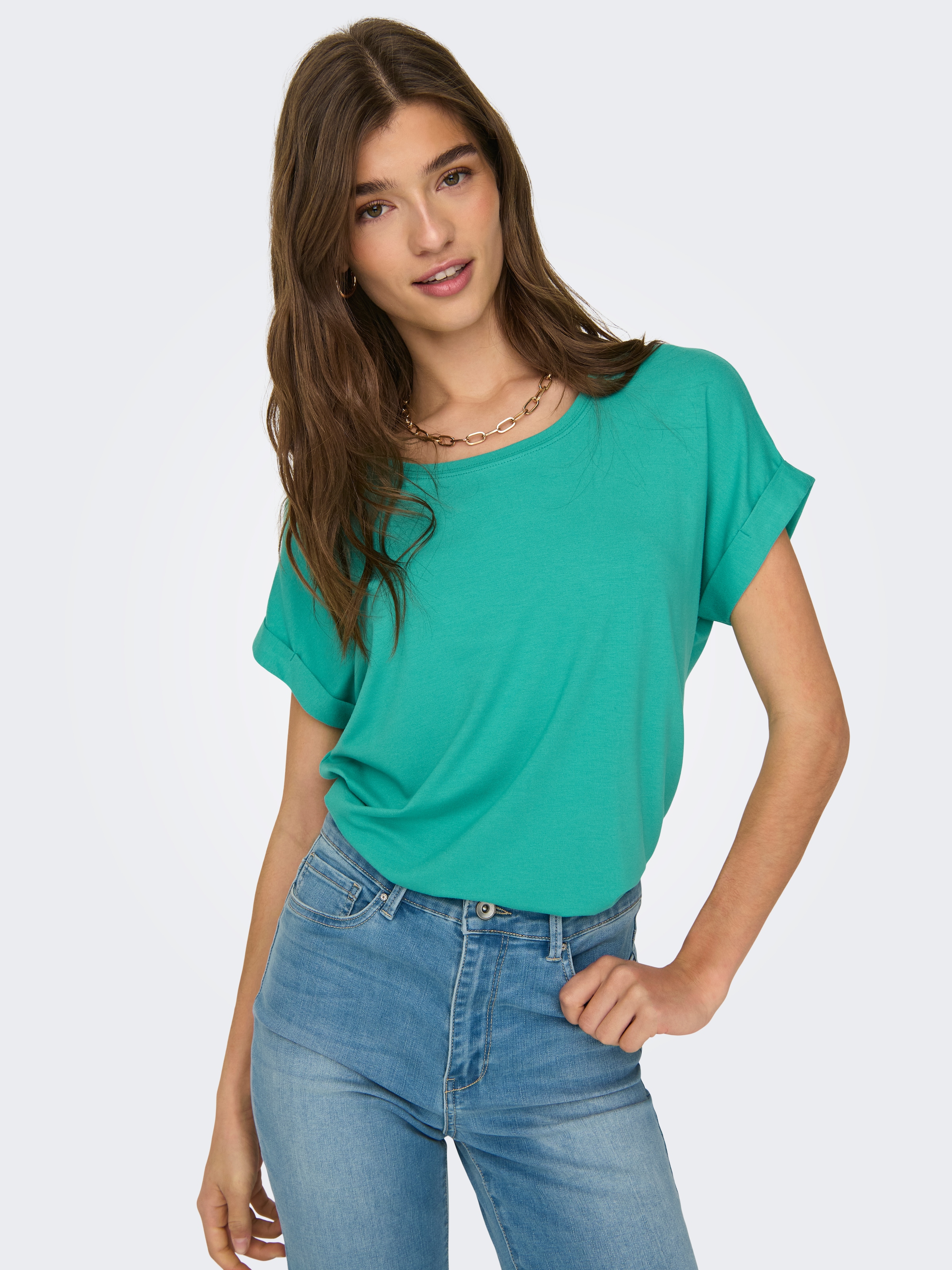 ONLY T-Shirt "ONLMOSTER S/S O-NECK TOP NOOS JRS", mit Aufschlag am Arm günstig online kaufen