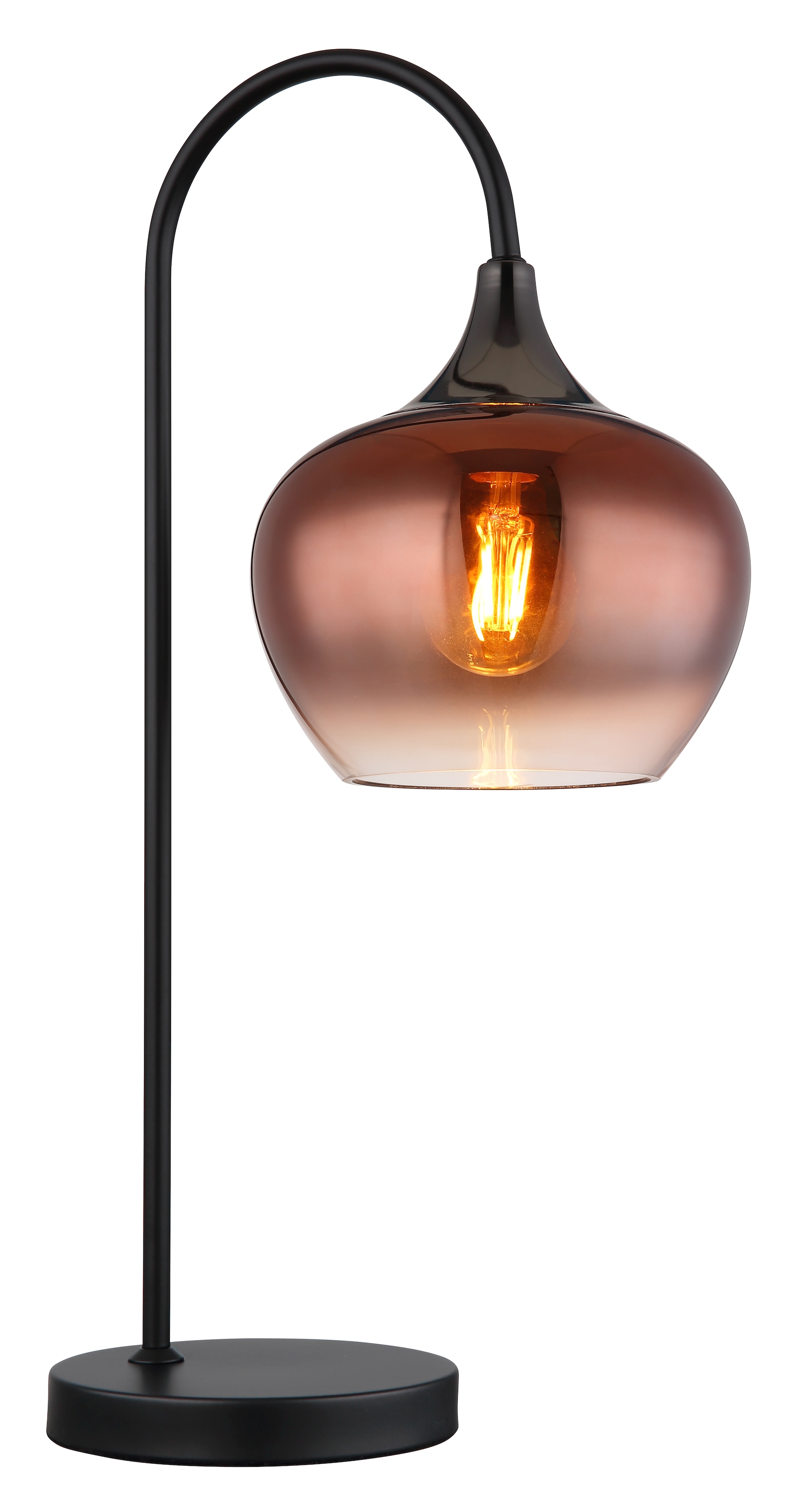 GLOBO LIGHTING Tischleuchte »MAXY«, Leuchtmittel E27 | ohne Leuchtmittel, Tischlampe/Glas kupferfarben/modern/Wohnzimmer/Schlafzimmer