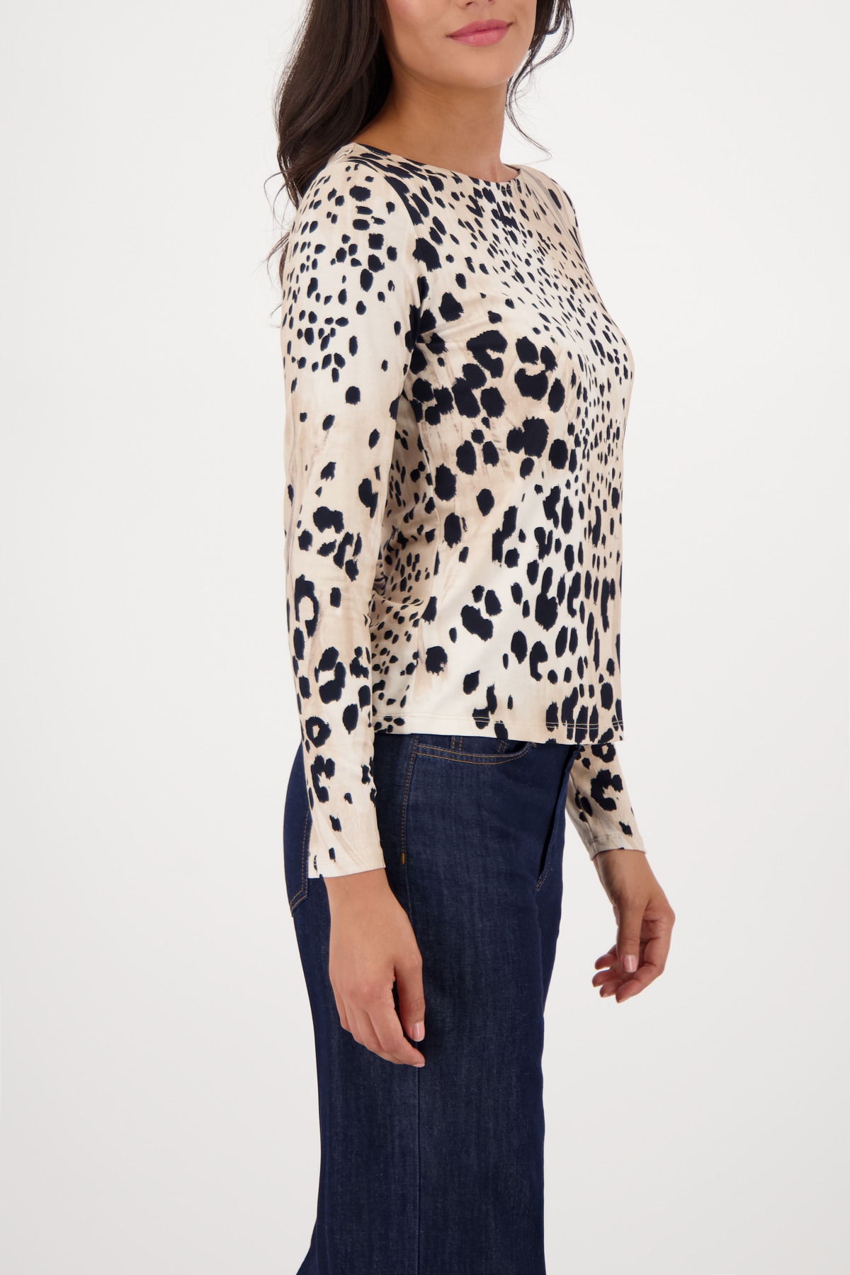 Monari Langarmshirt »Shirt Leo allover«, Regular fit mit Rundhalsausschnitt