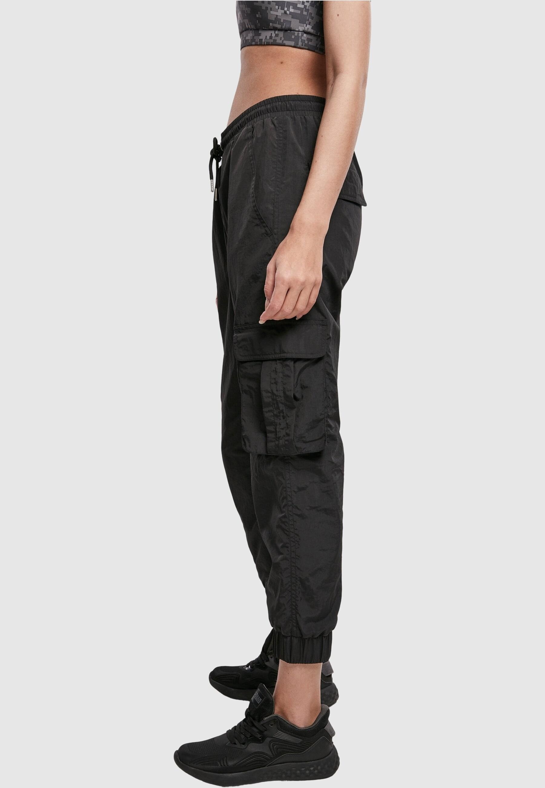 URBAN CLASSICS Cargohose »Urban Classics Damen Ladies High Waist Crinkle Nylon Cargo Pants«, (1 tlg.)