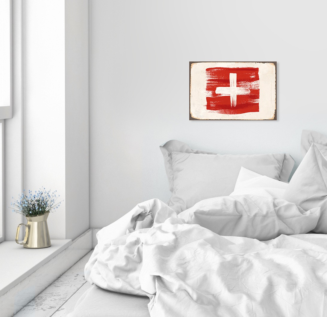 queence Metallbild "SCHWEIZ FLAGGE", Schweiz, Blechschilder günstig online kaufen