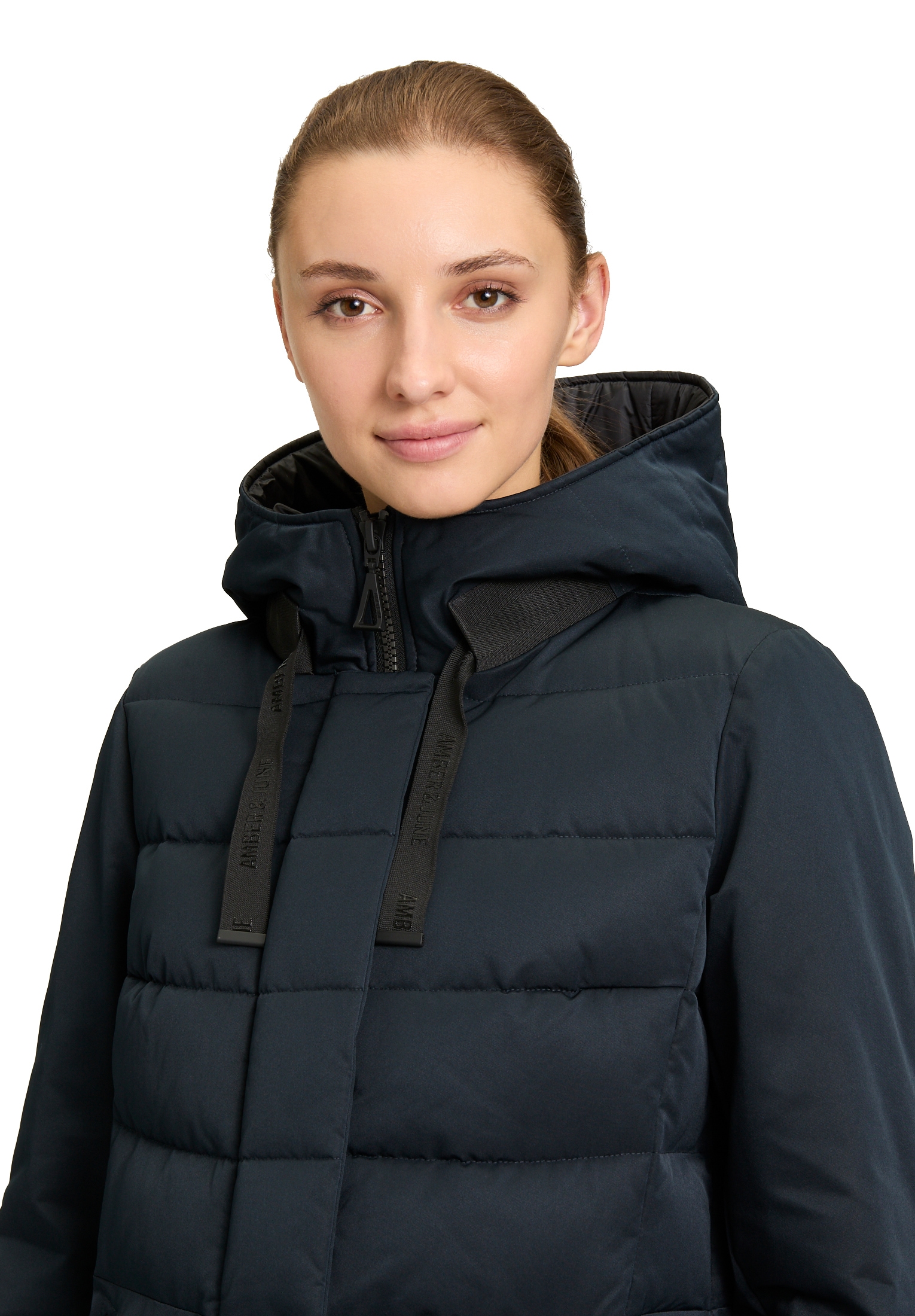 Amber & June Winterjacke »Amber & June Damen Winterjacke Kunstdaune«, mit Kapuze