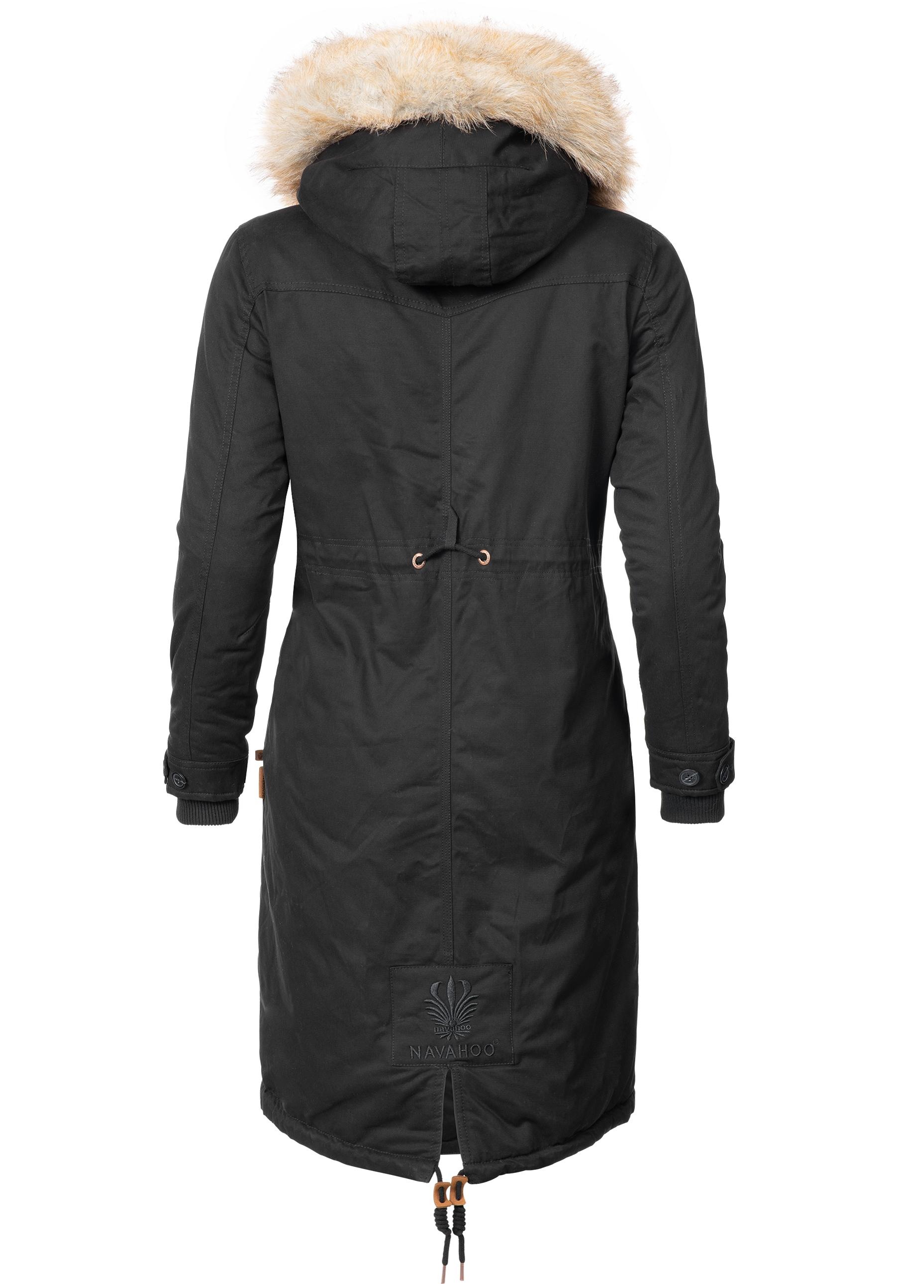 Navahoo Wintermantel »Kin-Joo«, stylischer Damen Parka mit Kunstfell-Kapuze