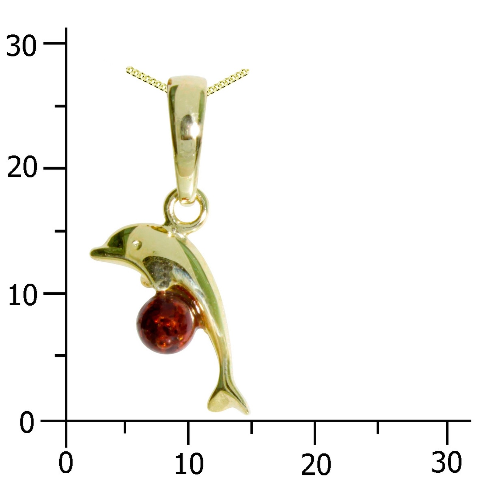 Kette mit Anhänger OSTSEE-SCHMUCK "Ostsee-Schmuck Kette mit Anhänger Delphin" Gr. 42, gold, Halsketten, Damen, 42cm, Gelbgold 333, L: 42 2