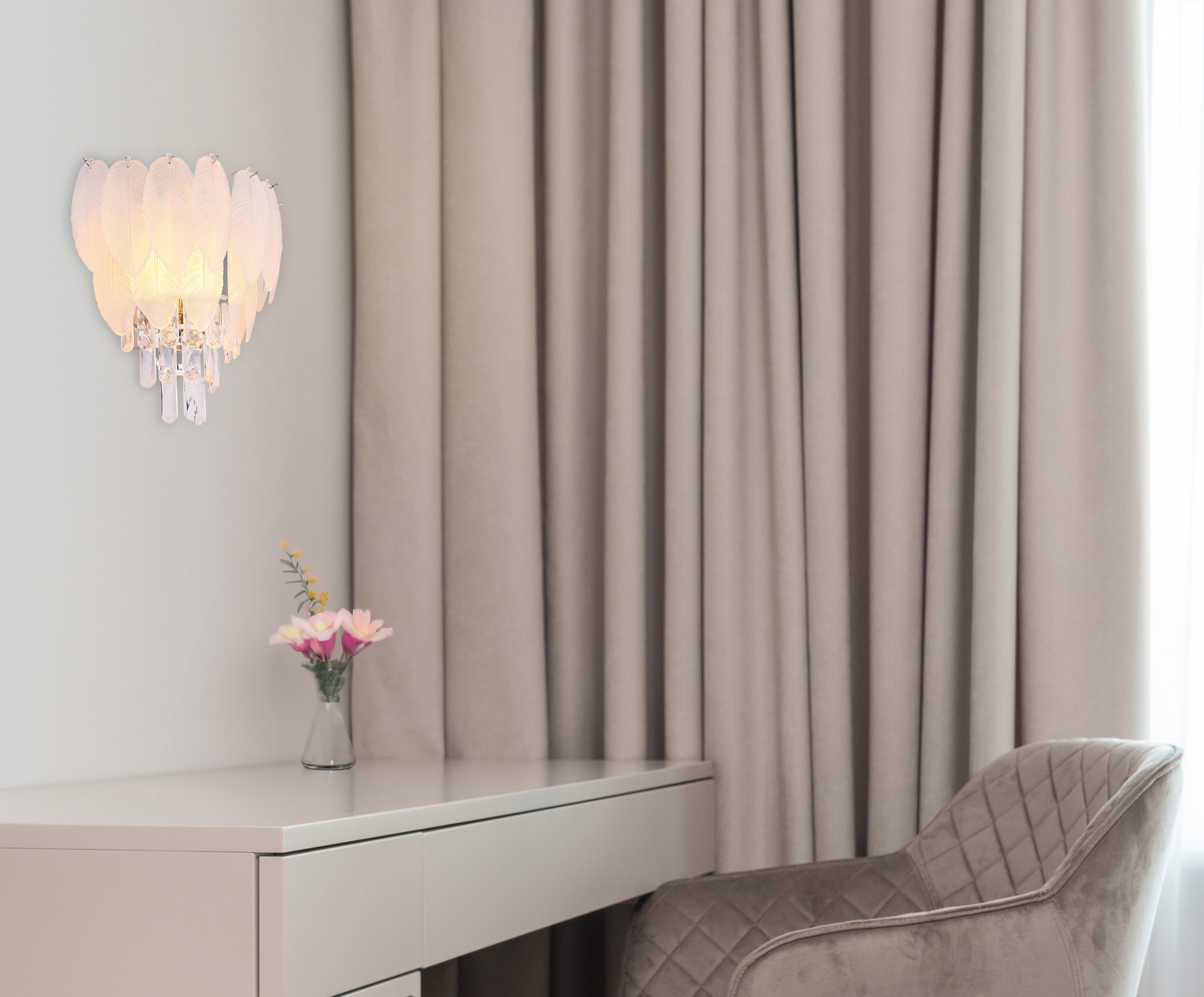 GLOBO LIGHTING Wandleuchte »DALTON«, Leuchtmittel E14 | ohne Leuchtmittel, Wandlampe/Metall/Kristalle/Glas rauchfarben/elegant/Wohnzimmer/Flur