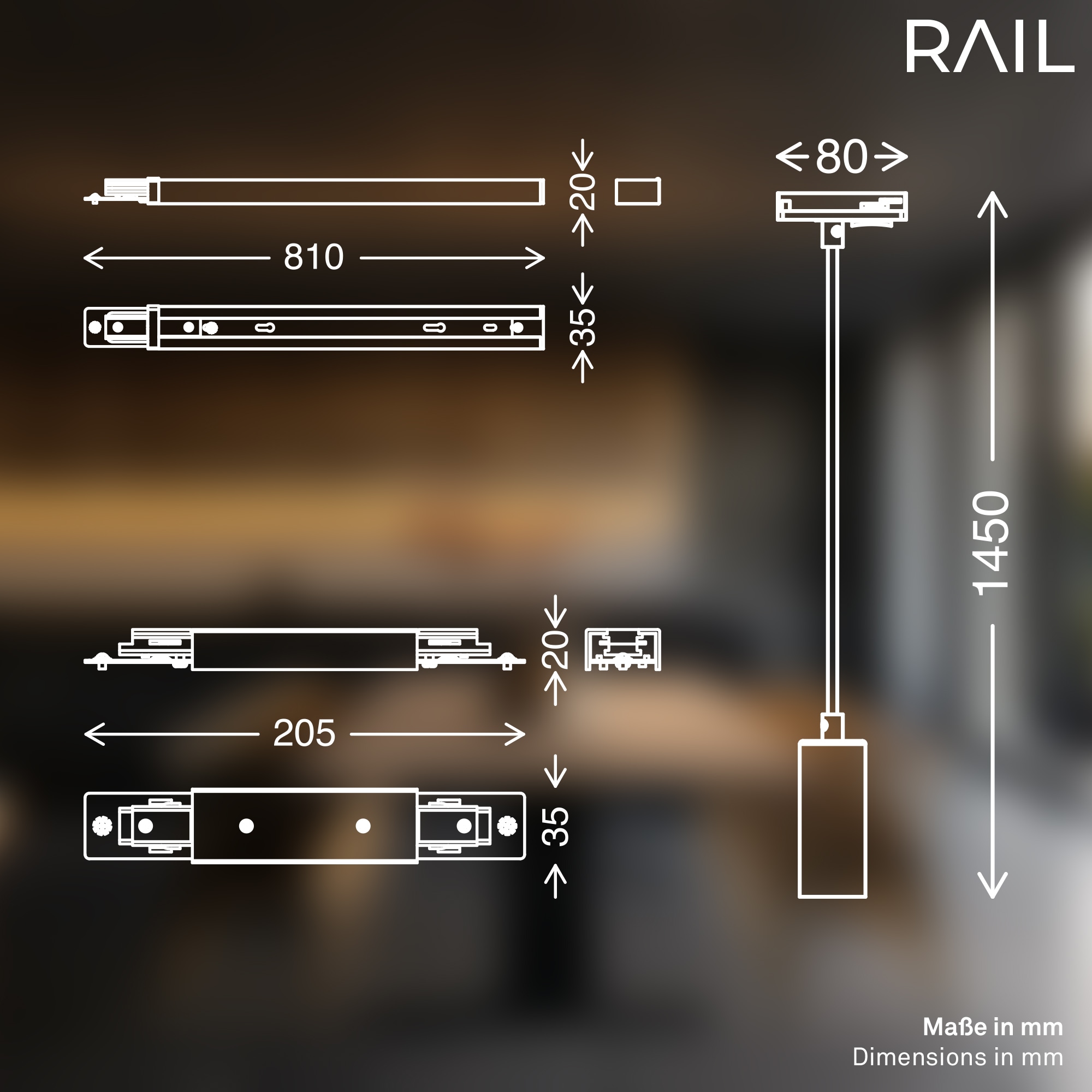 Briloner Leuchten Schienensystem-Sets »RAIL« LED-Board 7 Stk. Schienensystem Rail 1,5 m Weiß 4,5W Decke Wohnzimmer Büro Küche Flur