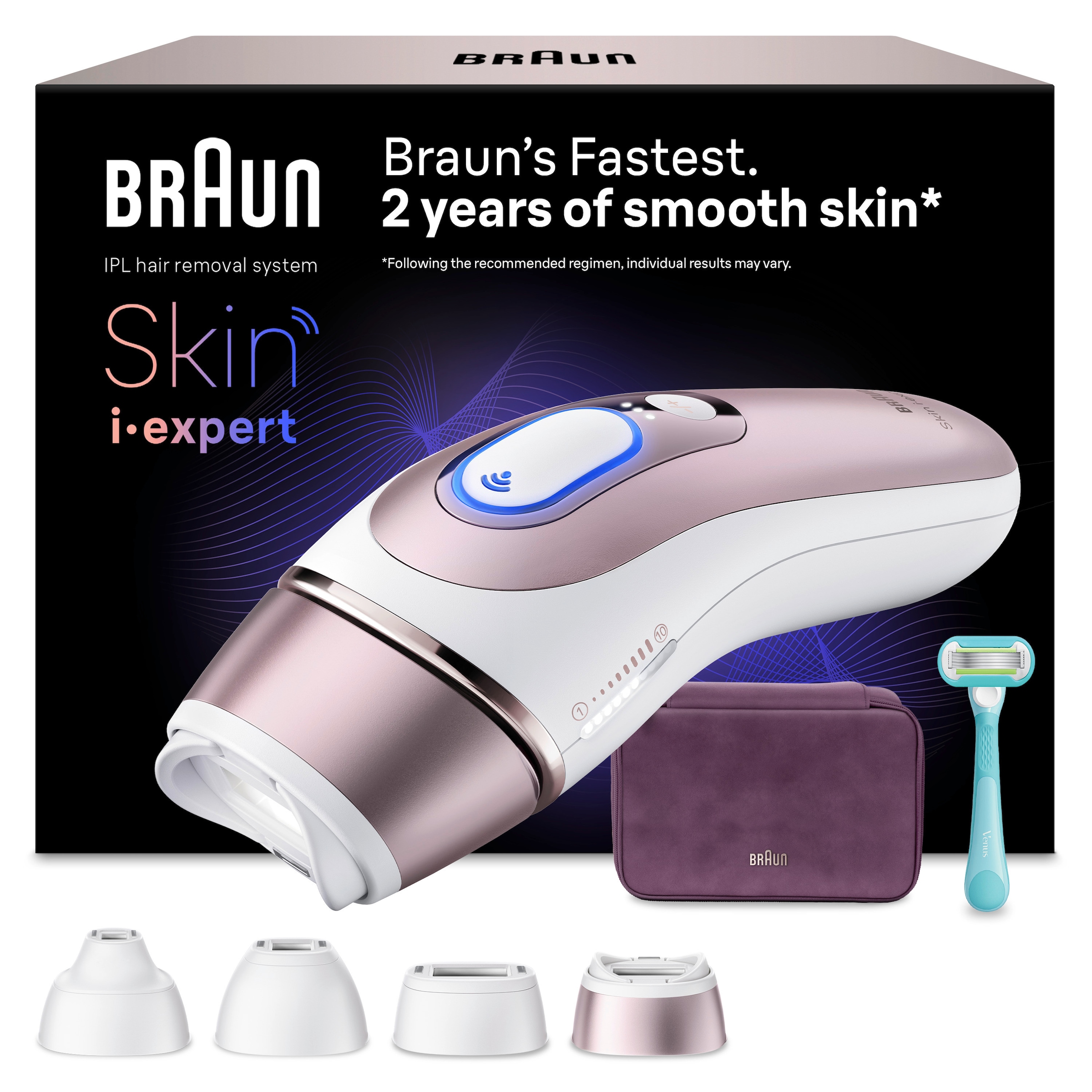BRAUN Damen IPL-Haarentferner "Skin i-expert Pro IPL PL7431"weiß, braun, IPL-Haarentferner, mit kostenloser App, 4 smarte Aufsätze, Tasche
