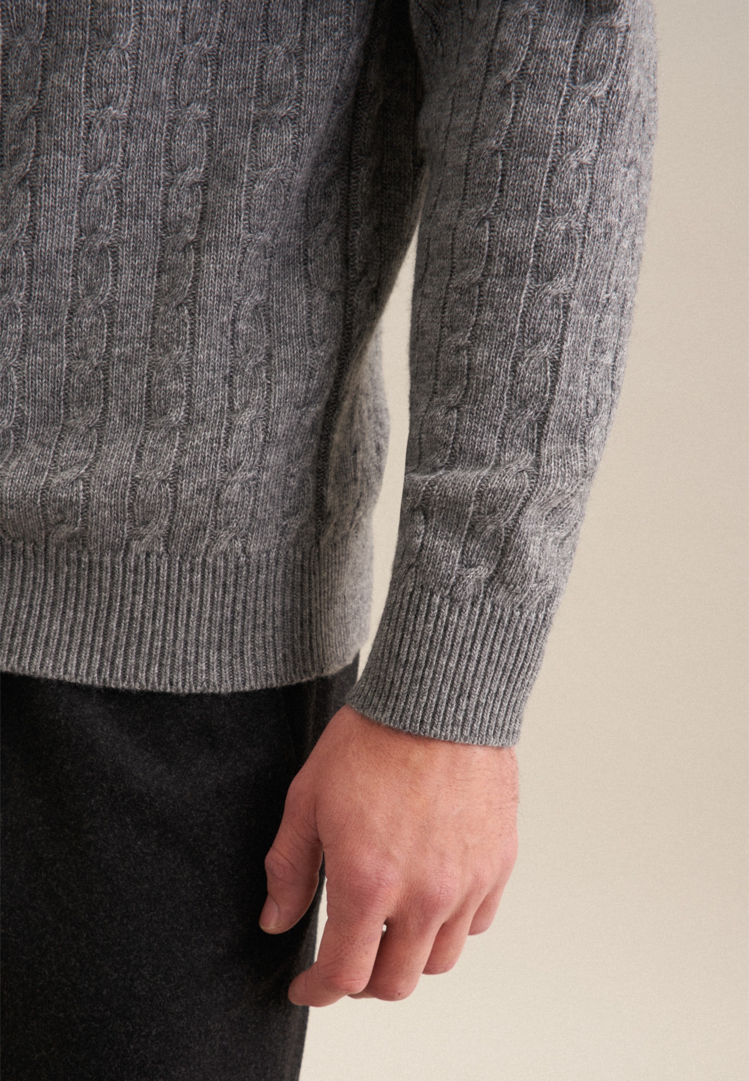 seidensticker Strickpullover »Regular«, Langarm Rundhals Zopfmuster
