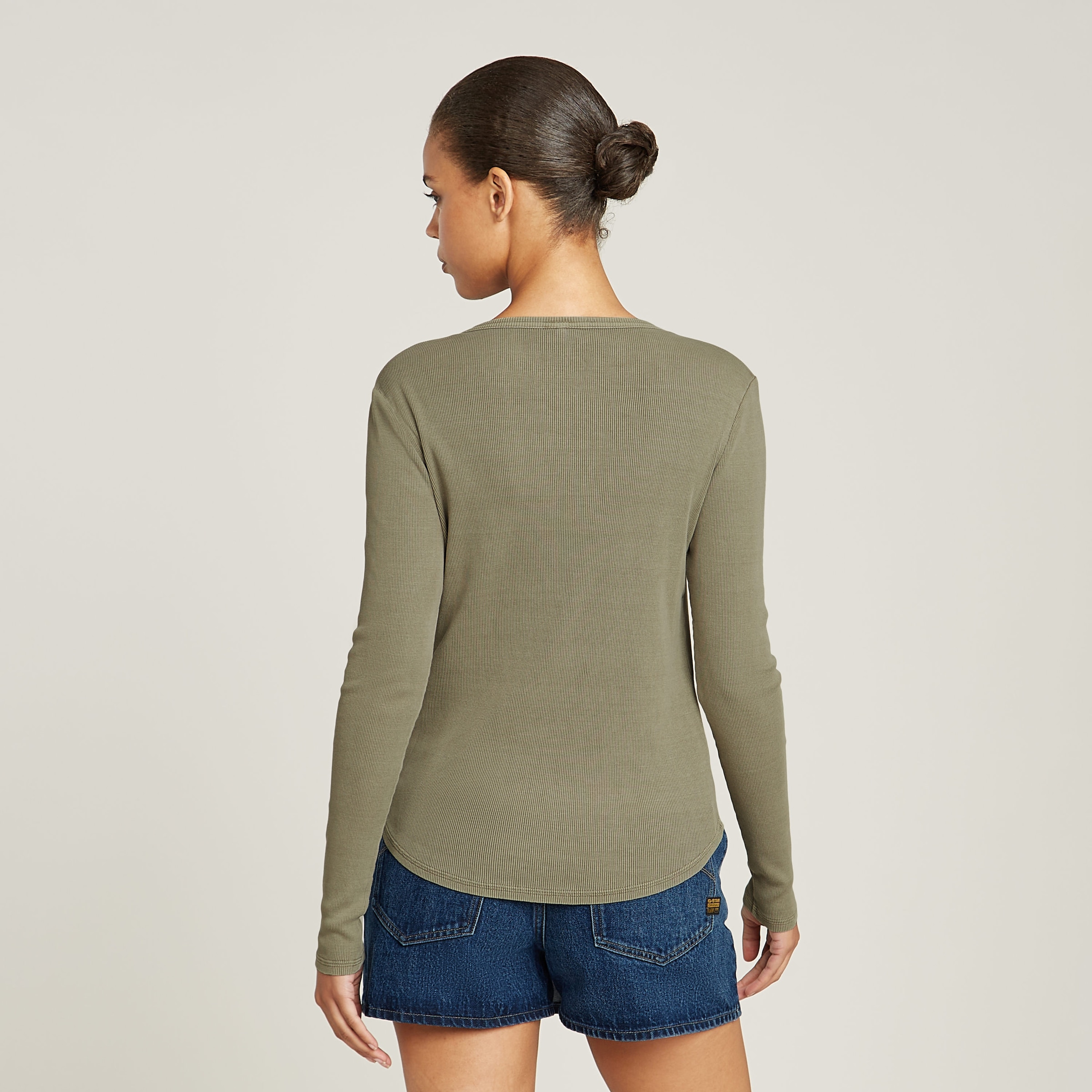 G-STAR Langarmshirt »Deep v slim«, mit Knopfverschluss