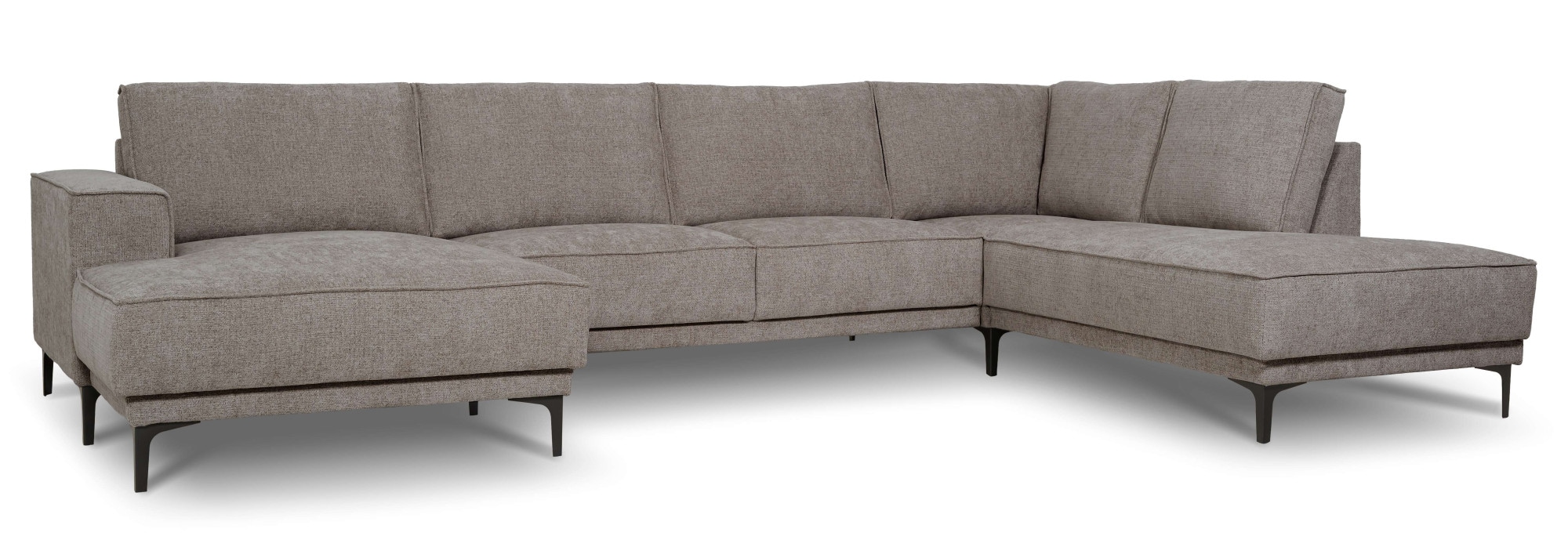 OTTO home Wohnlandschaft »XXL Sofa Oland mit modernem Chenille-Bezug« U-Form, 345 cm, Wellenunterfederung, Skandi-Design, Metallfüße