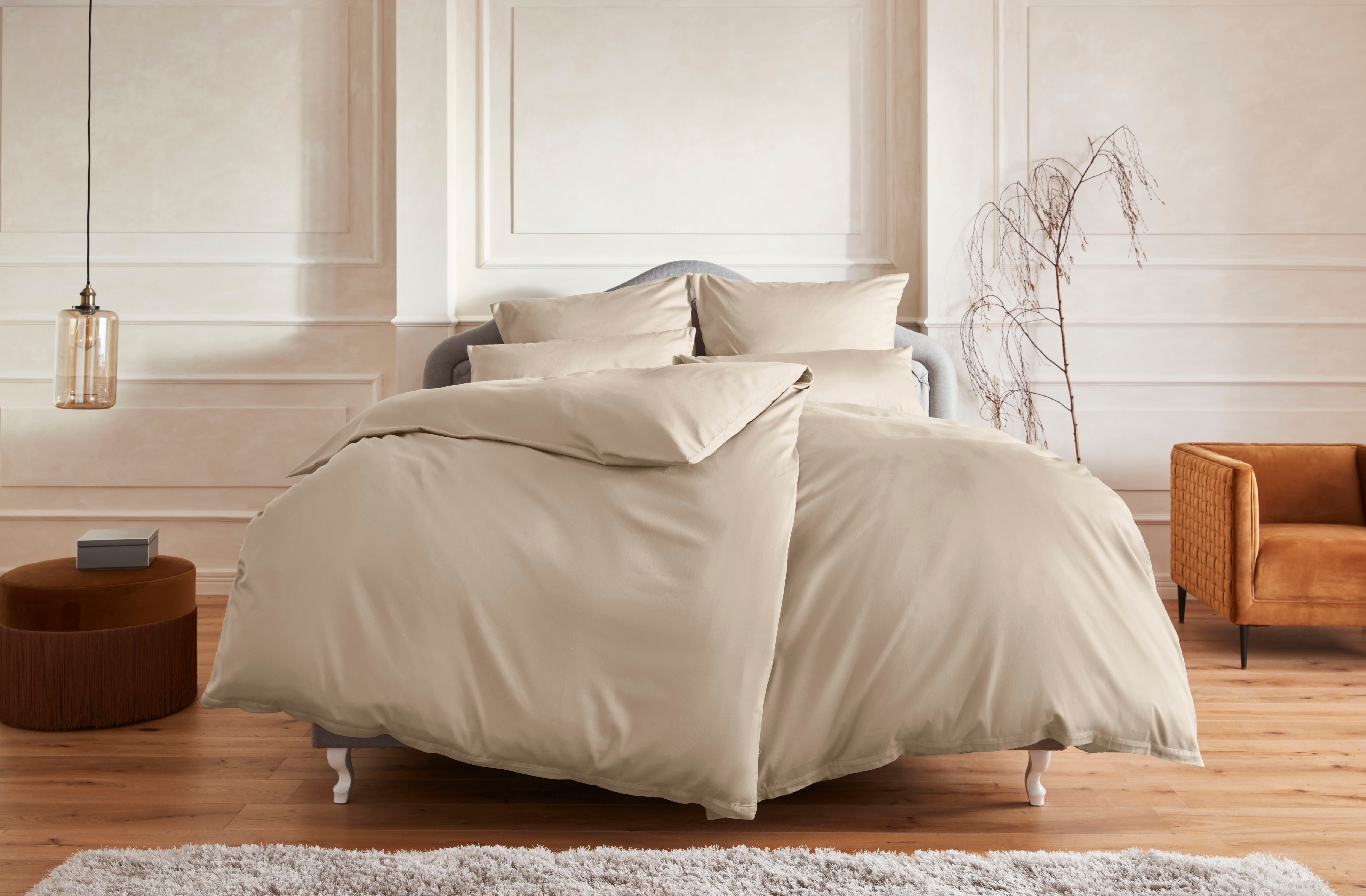 OTTO home Bettwäsche "Mila ab Gr. 135x200 cm aus 100% Baumwolle" 2 zeitlos elegante Uni Bettwäsche in verschiedenen Premium Qualitäten