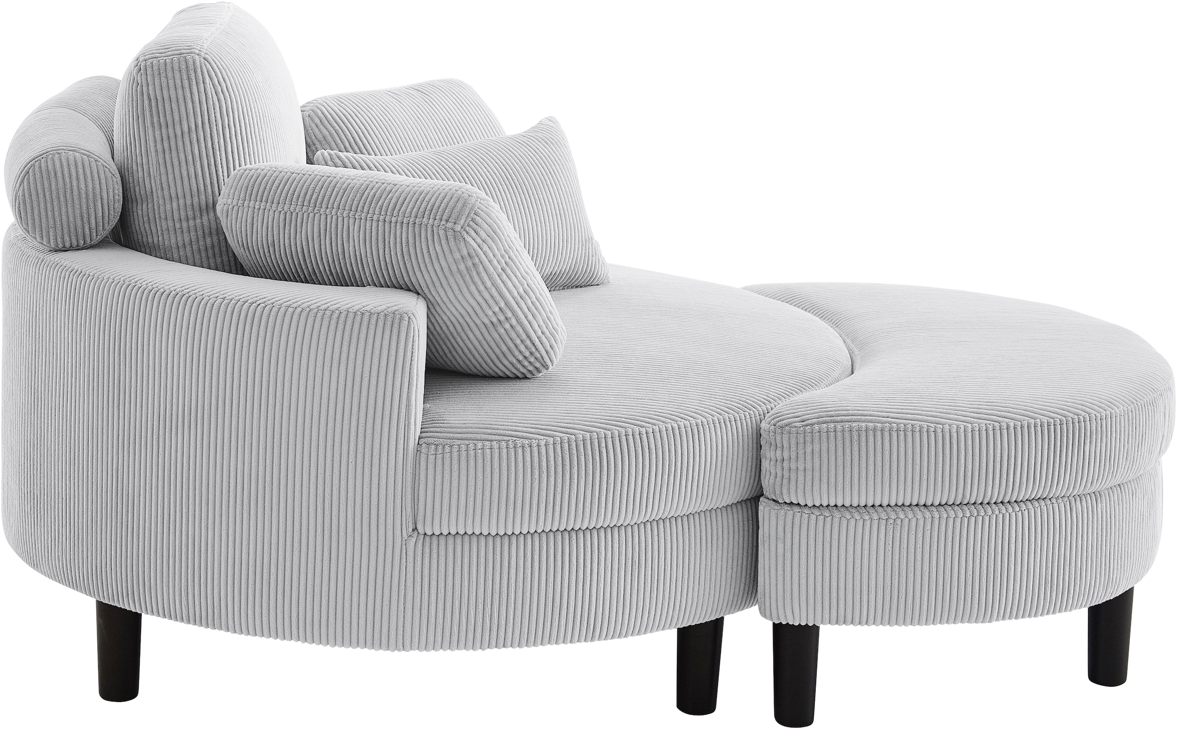 ATLANTIC home collection Loveseat »Ravi«, XXL- Sessel, inklusive Stauraumhocker, Rückenkissen & drei Zierkissen