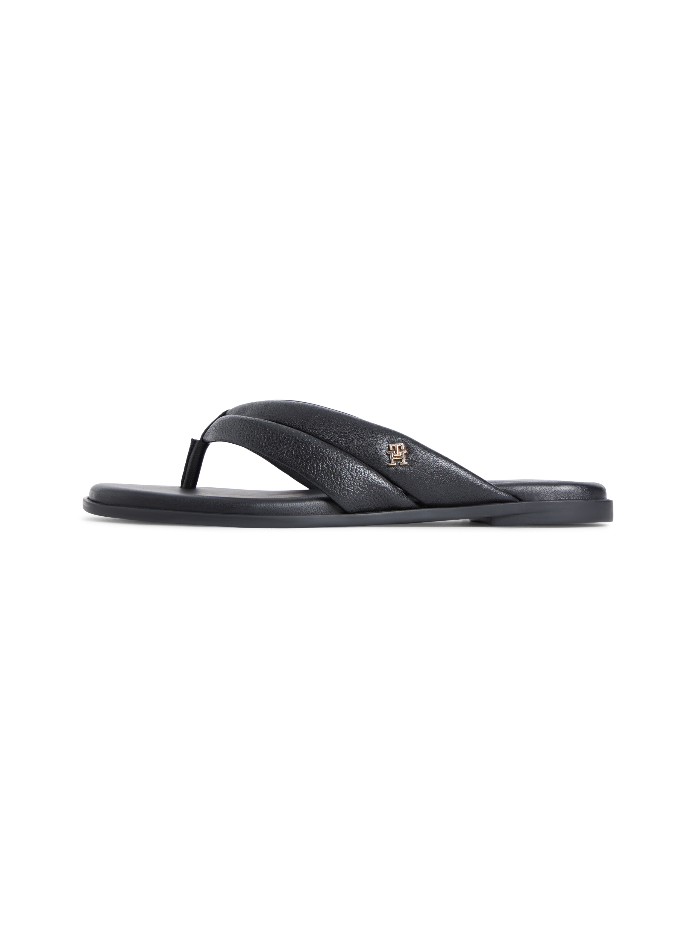 Tommy Hilfiger Zehentrenner »ELEVATED TOE POST LTH SANDAL«  Sommerschuh, Dianette, Flat mit Logoemblem