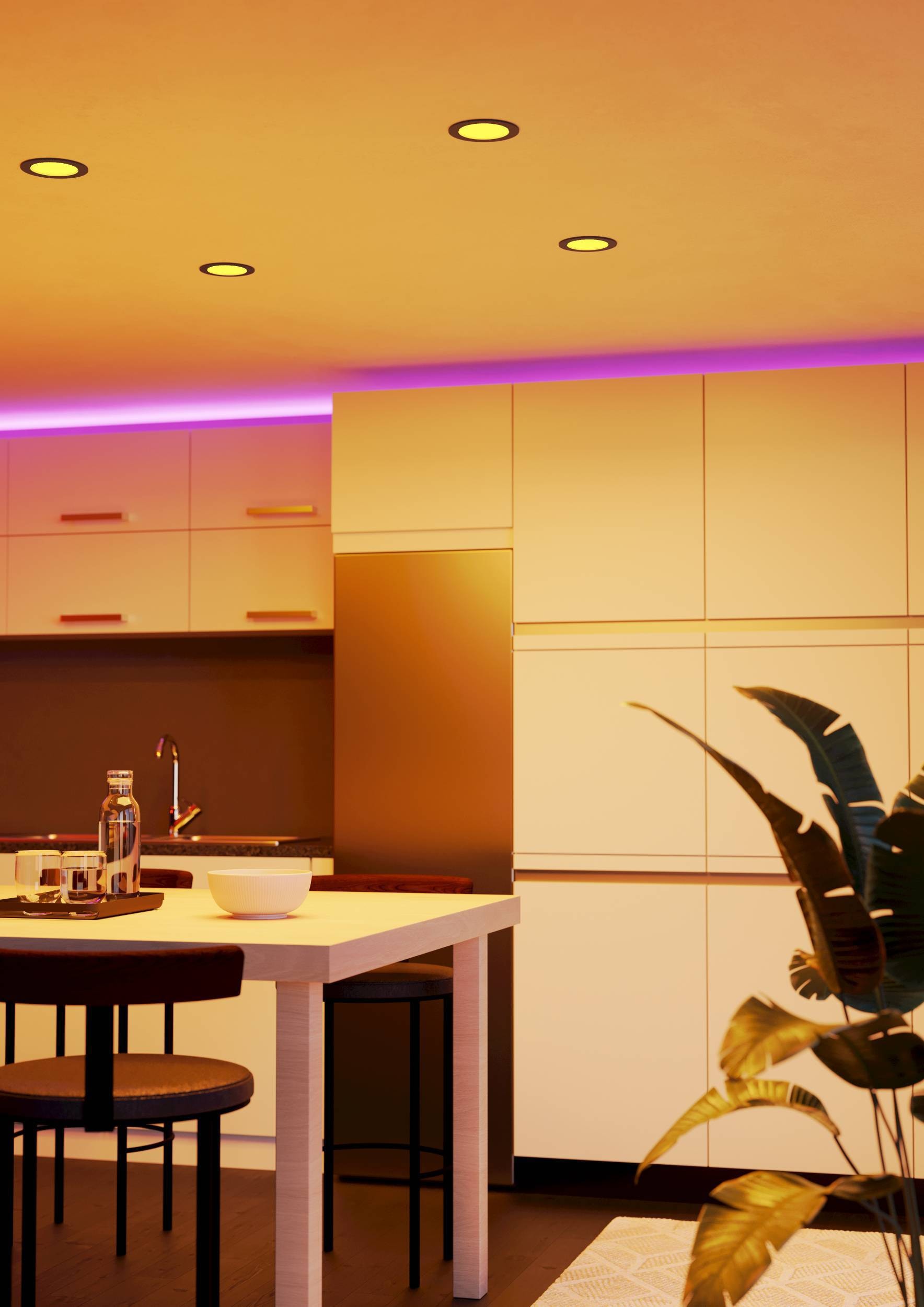 EGLO Einbauleuchte »Fueva 6-Z Deckenlampe, ZigBee, App und Sprachsteuerung, Badlampe, IP44« LED-Modul 1 Stk. Kaltweiß | RGB Einbauleuchte - Ø12 x ET40 cm - schwarz - 5W inkl.