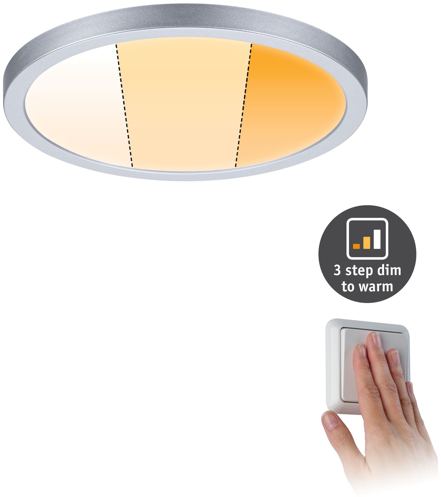 Paulmann LED Bad-Einbauleuchte »Areo«, Schutzart IP44, WarmDim-Stepschaltung, Ø 17,5 cm, inkl. LED Leuchtmittel