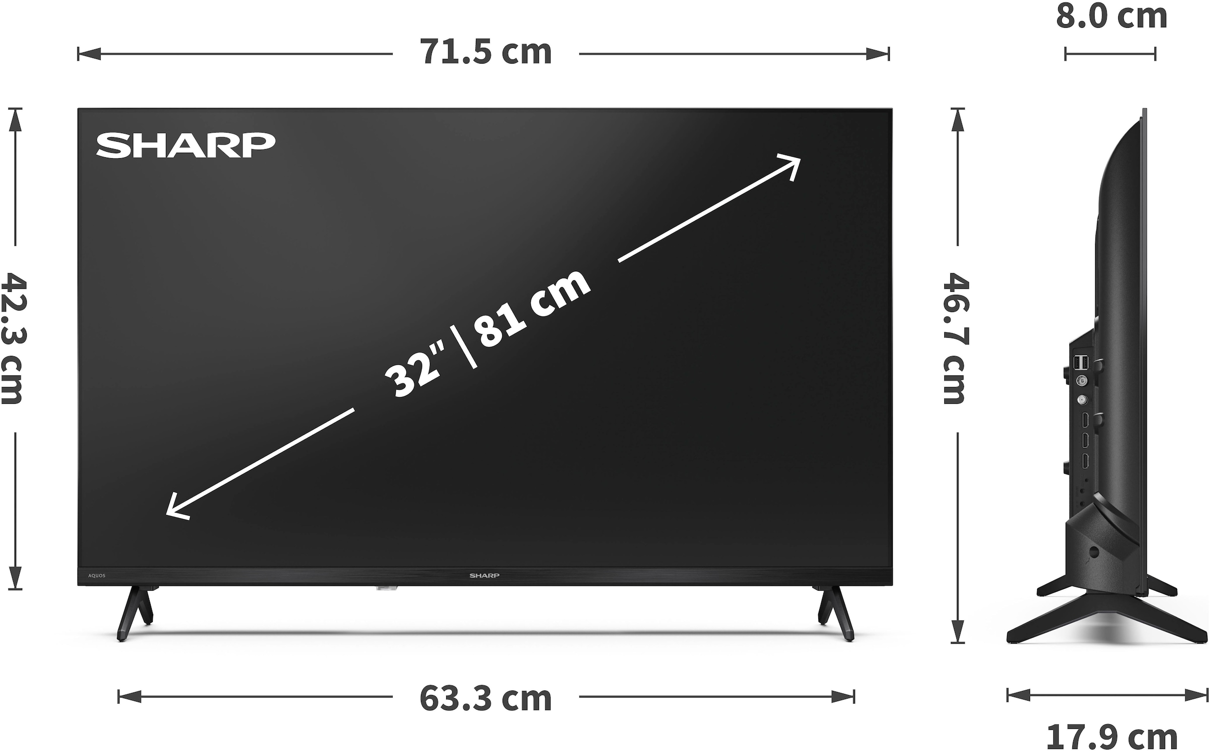 Sharp QLED-Fernseher »1T-C32HF3x« 80 cm/32 ″ HD ready Smart-TV