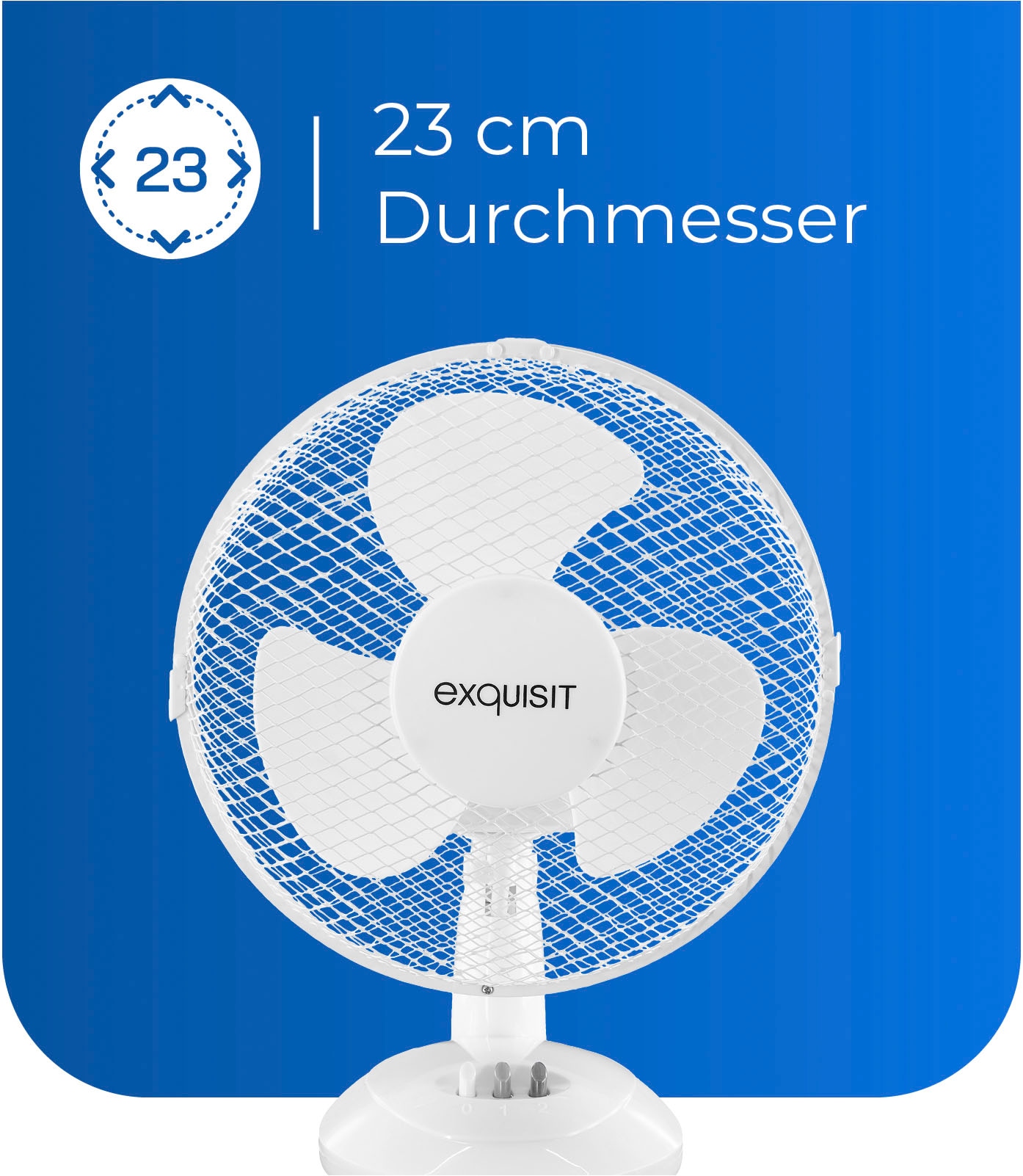 exquisit Tischventilator »VT 33056 we«, Ø 23 cm, inkl. Oszillation & 30 W Leistung, weiß