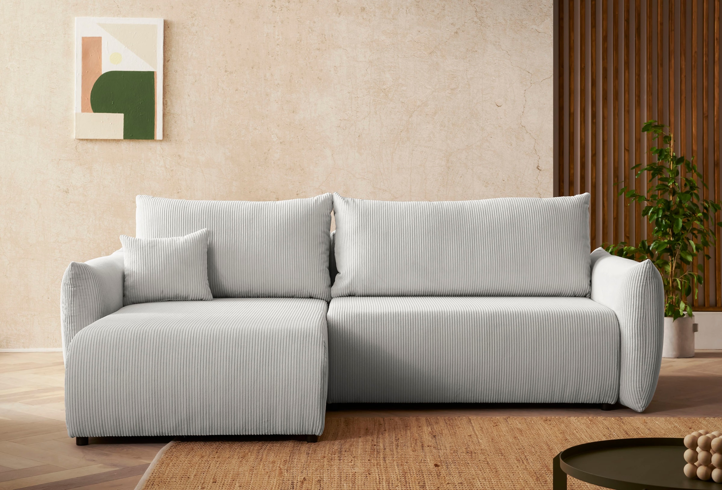 Home affaire Ecksofa "MAVAS Schlafsofa mit Bettkasten, L-Form," ca.257/127c günstig online kaufen