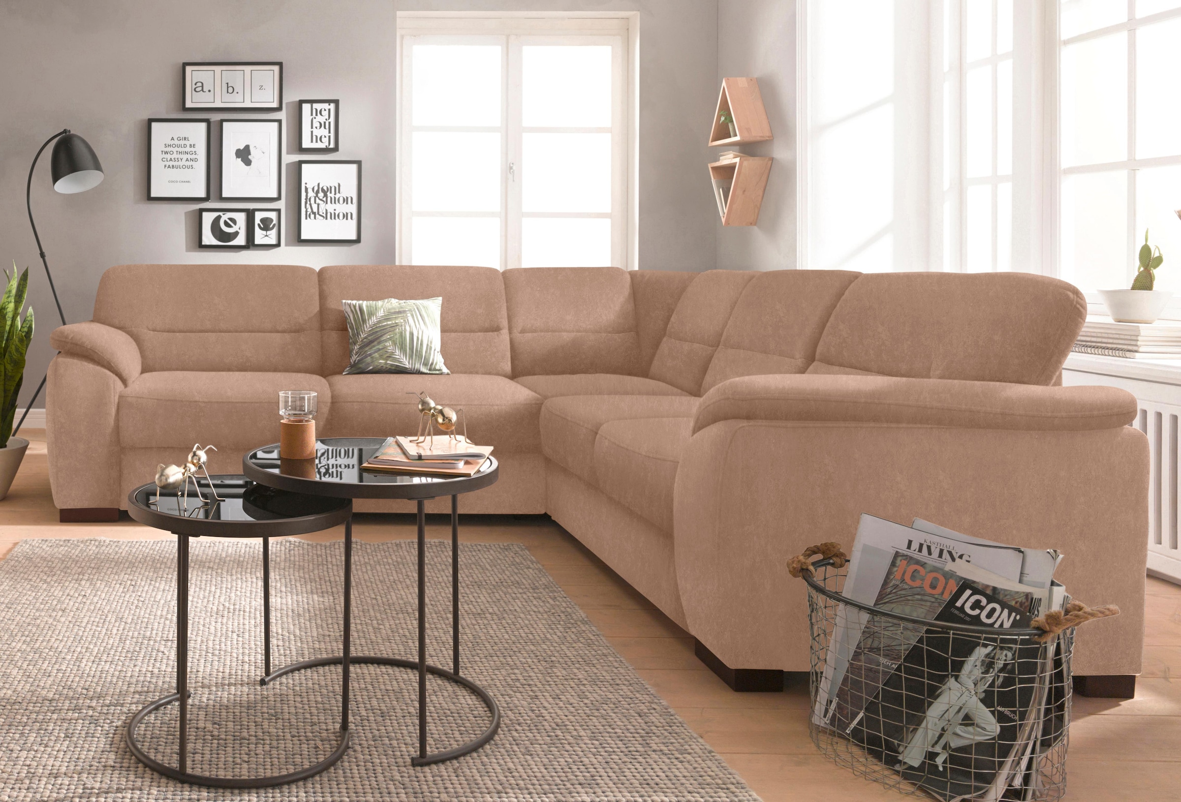 sit&more Ecksofa "Montego L-Form", wahlweise mit Bettfunktion und Schubkasten