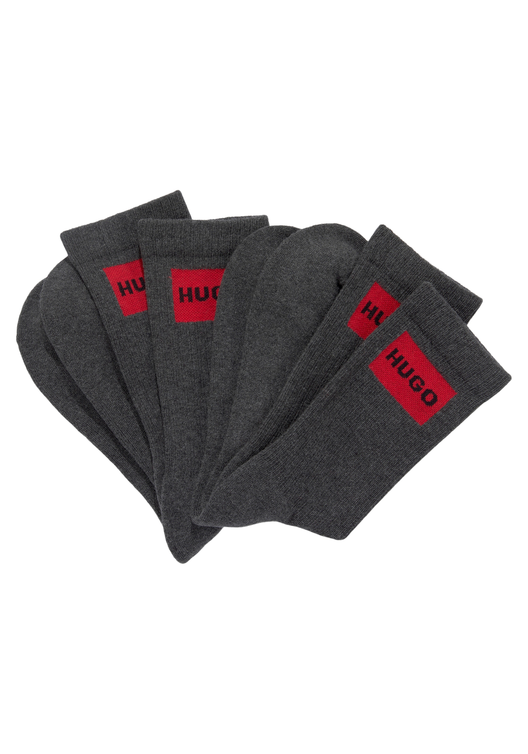 HUGO Underwear Socken "2P QS RIB LAB COL CC", (Packung, 2 Paar, 2er Pack), mit eingestricktem HUGO BOSS Logo