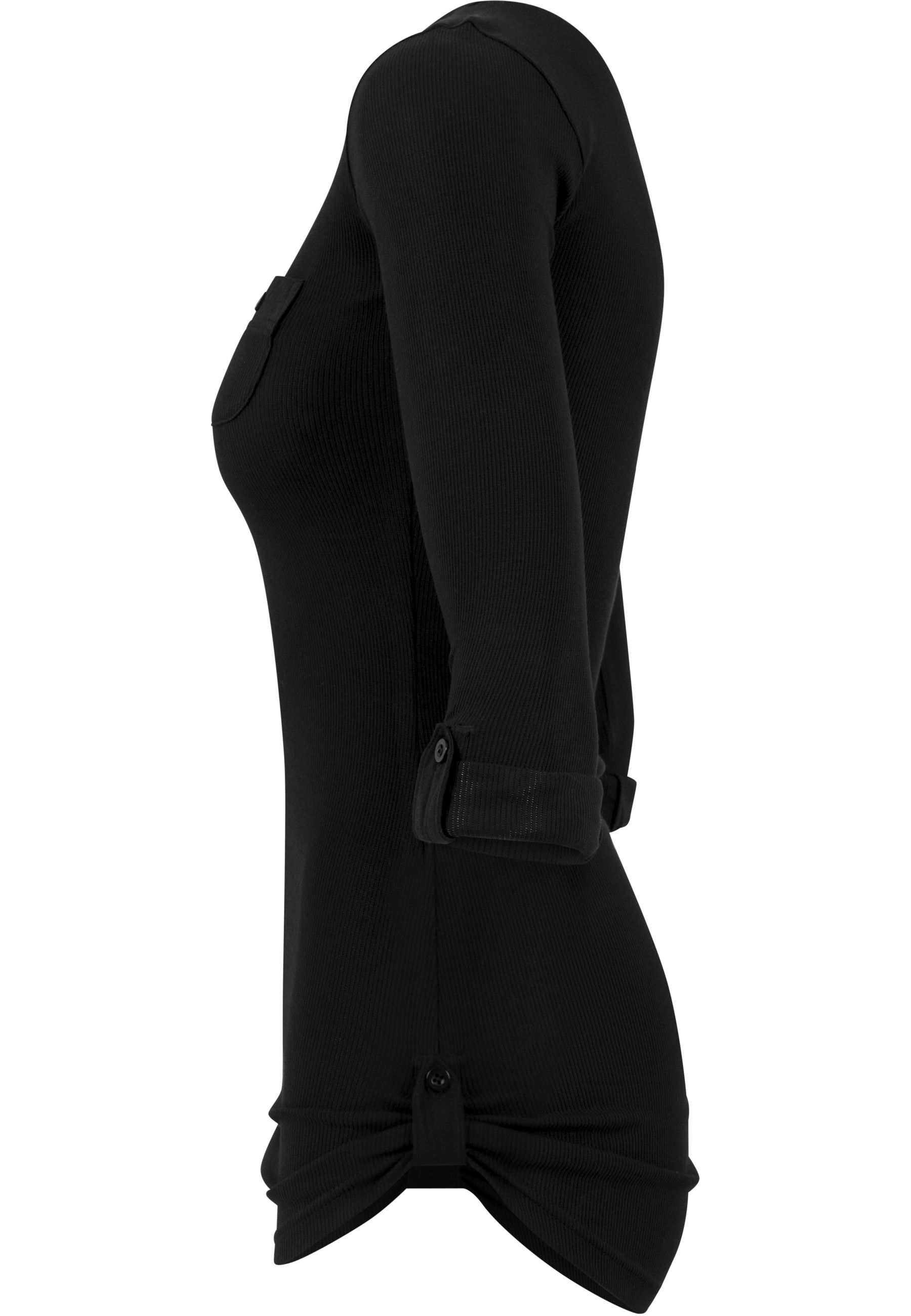 URBAN CLASSICS Longsleeve »Urban Classics Damen Ladies Long Rib Pocket Turnup Tee« 1 Stk.