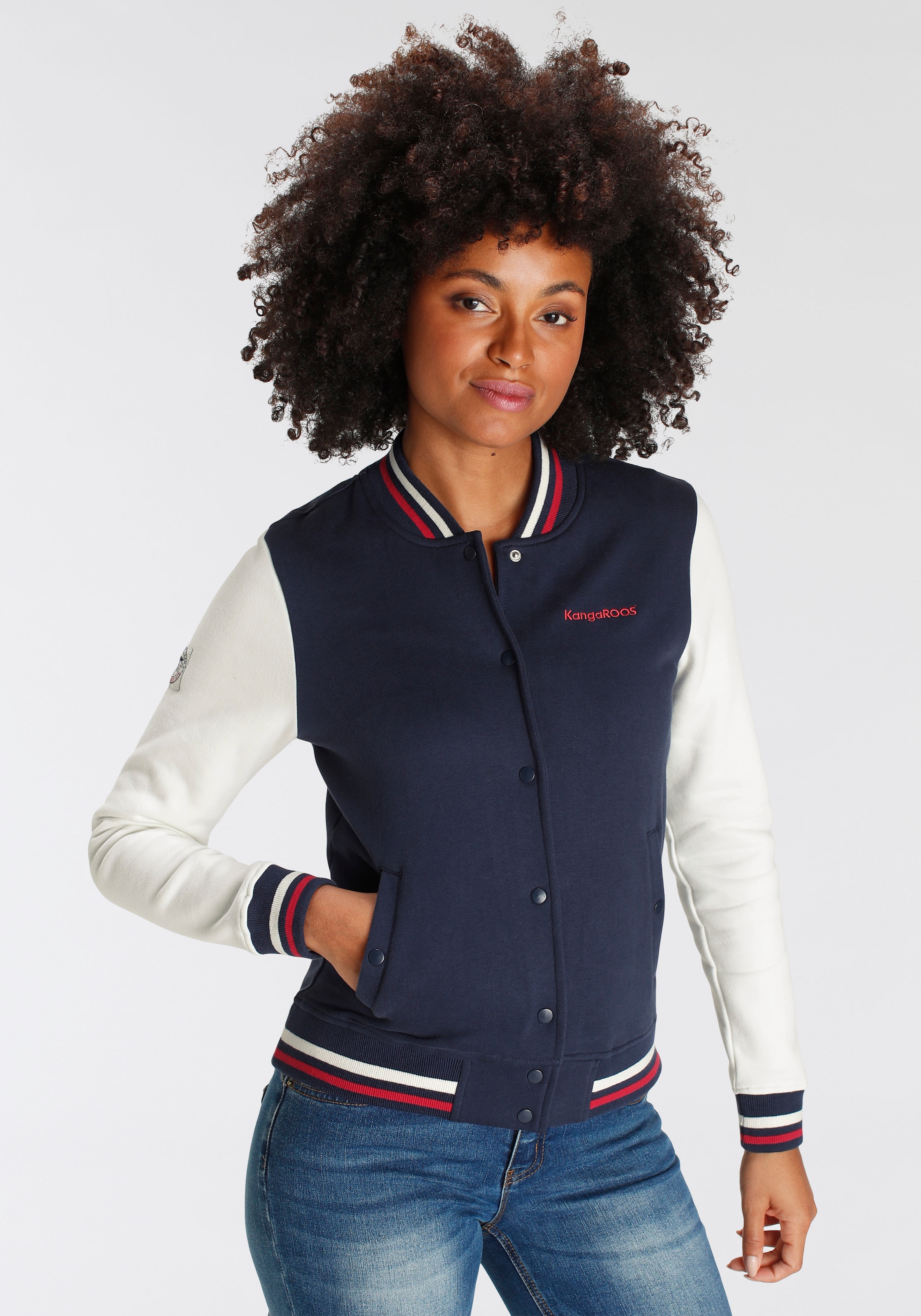 online - KangaROOS bestellen BAUR College-Look coolen NEUE Sweatjacke, KOLLEKTION im |