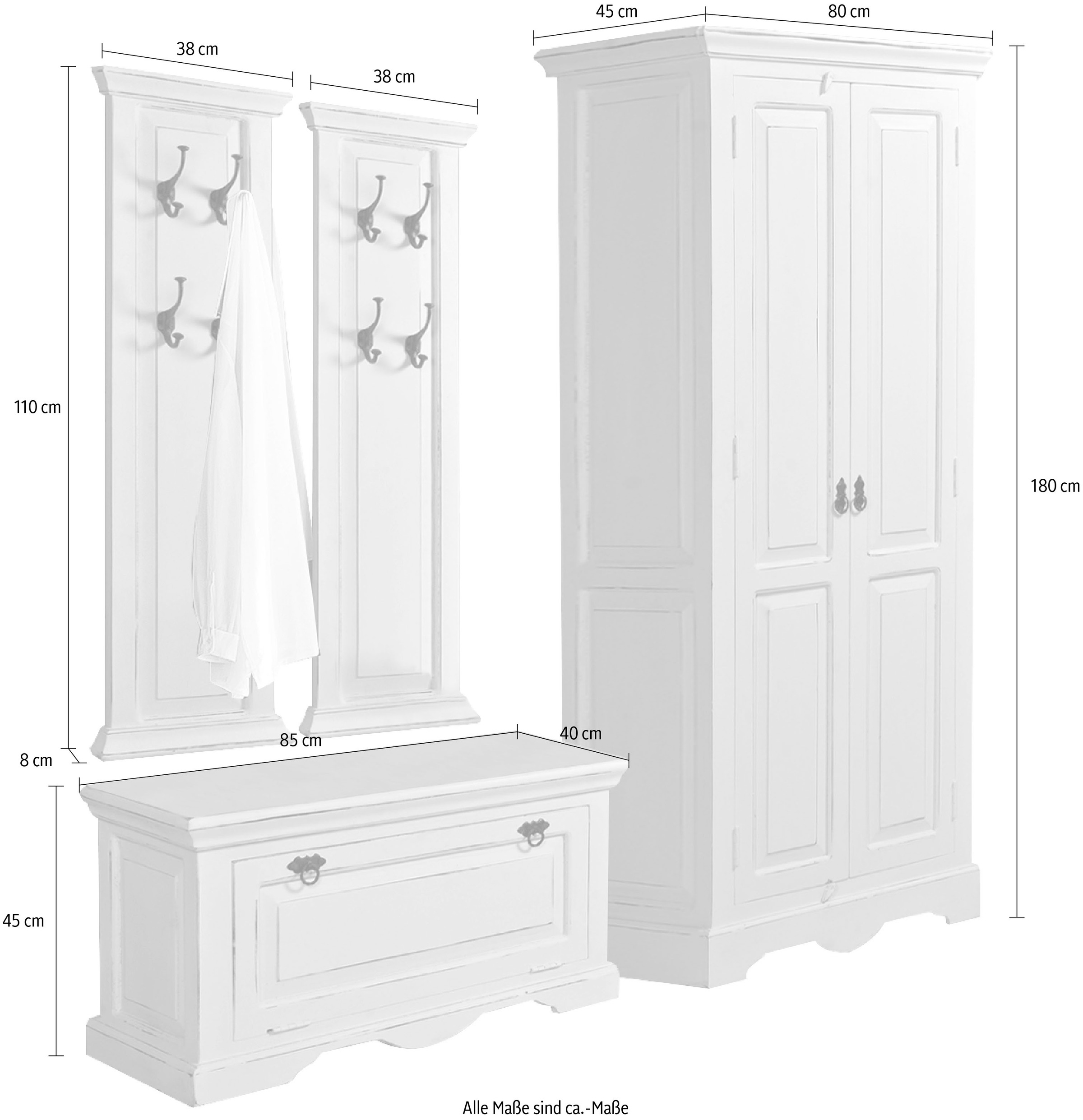 SIT Garderoben-Set »Toledo«, (4 St.), im Shabby Chic Stil, 4-teilig