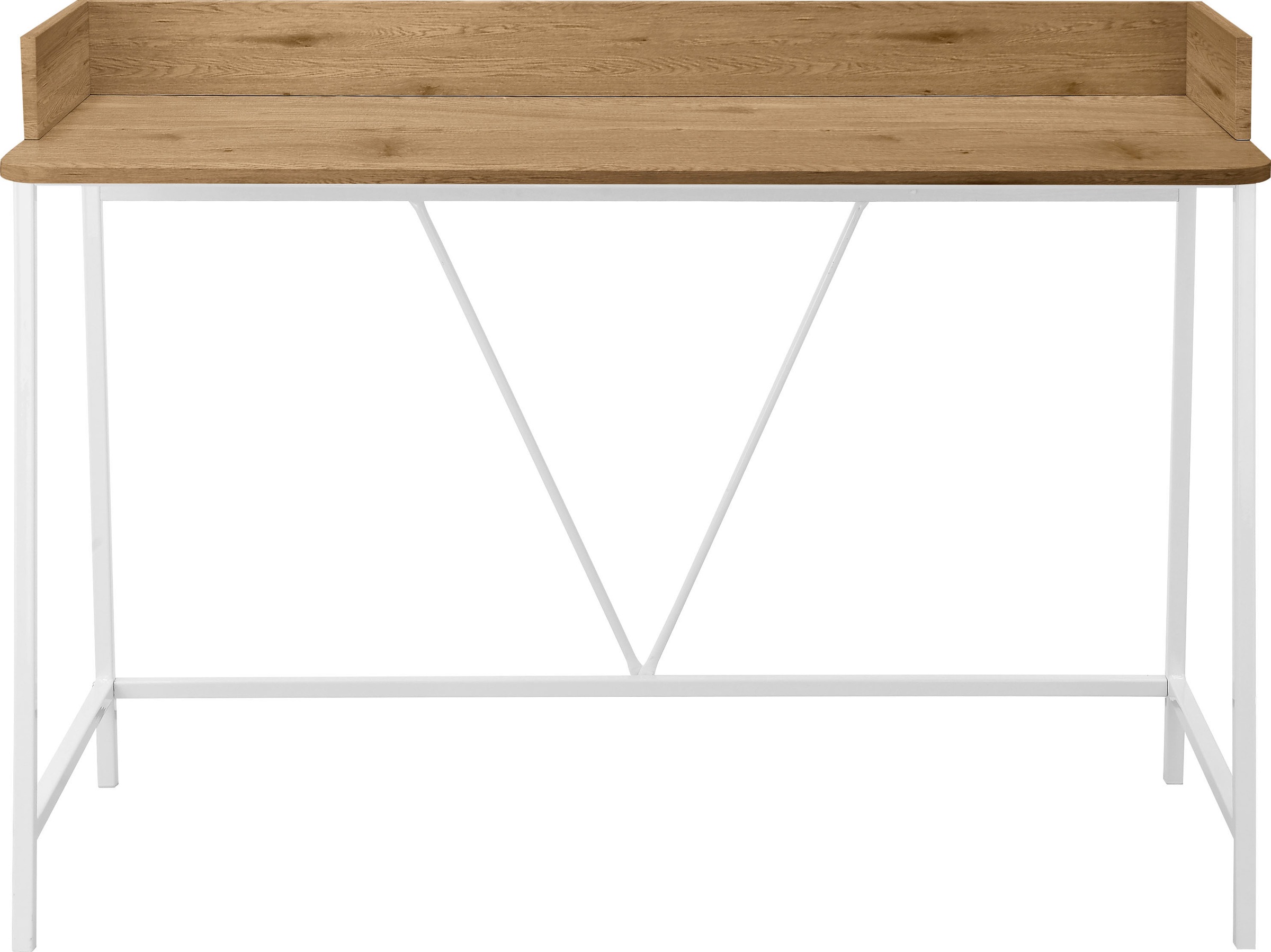 Schreibtisch OTTO HOME "Jullian", weiß (eiche, weiß, weiß, eichefarben), B:120cm H:87cm T:50cm, Tische, Schreibtisch, weißes Gestell aus Metall, Breite 120 cm 2