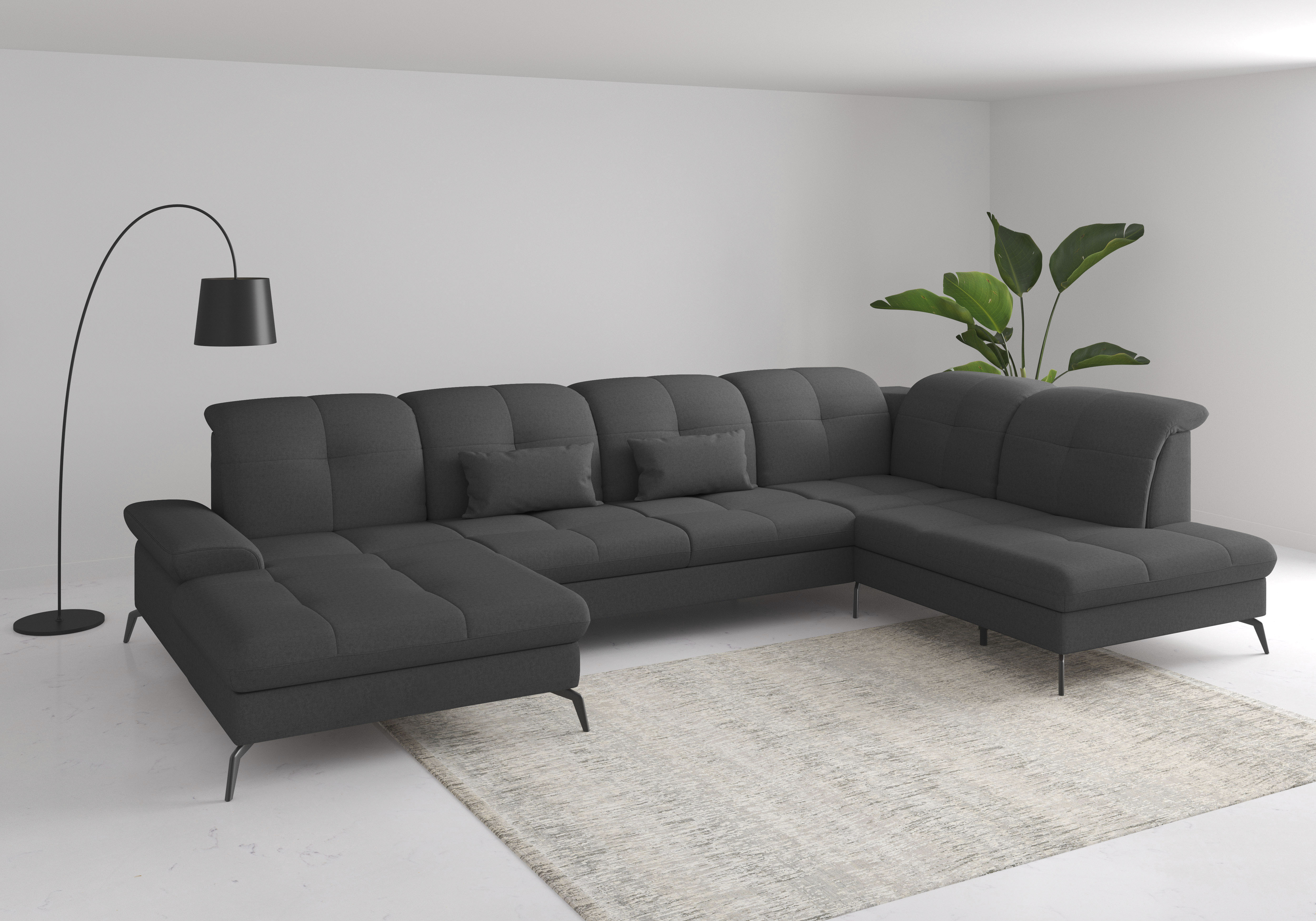 sit&more Wohnlandschaft "Amica, U-Form, inkl. Sitztiefenverstellung und Armteilverstellung" wahlweise mit Kopfteilverstellung, Schlaffunktion und Bettkasten
