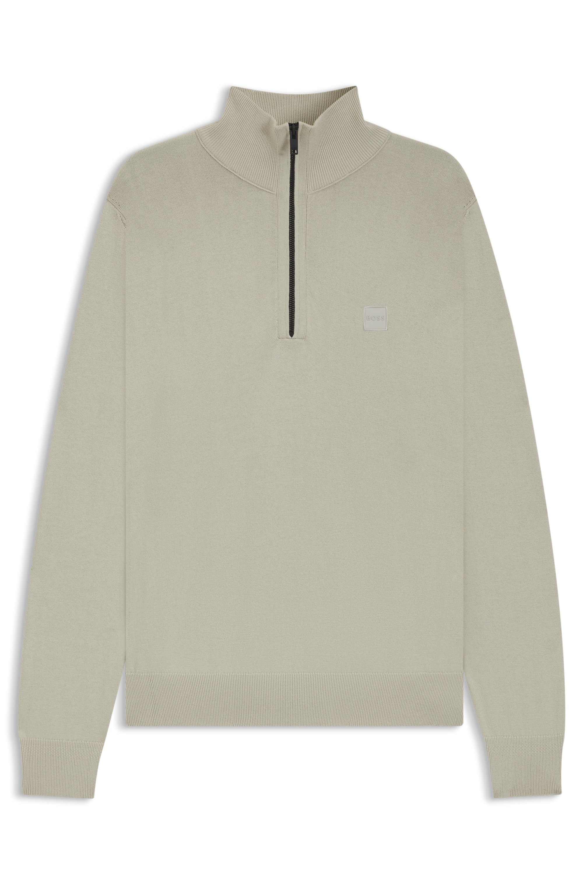 BOSS ORANGE Rollkragenpullover »Kanobix« Regular fit, Stehkragen mit Reißverschluss, Ton-in-Ton Logo