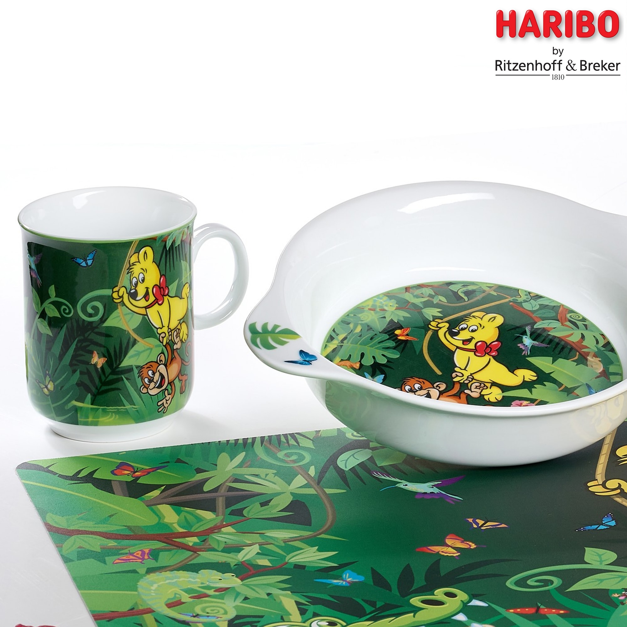 Ritzenhoff & Breker Kindergeschirr-Set »HARIBO Jungle, 2-teilig«, (Set, 2 tlg.), spülmaschinenfest