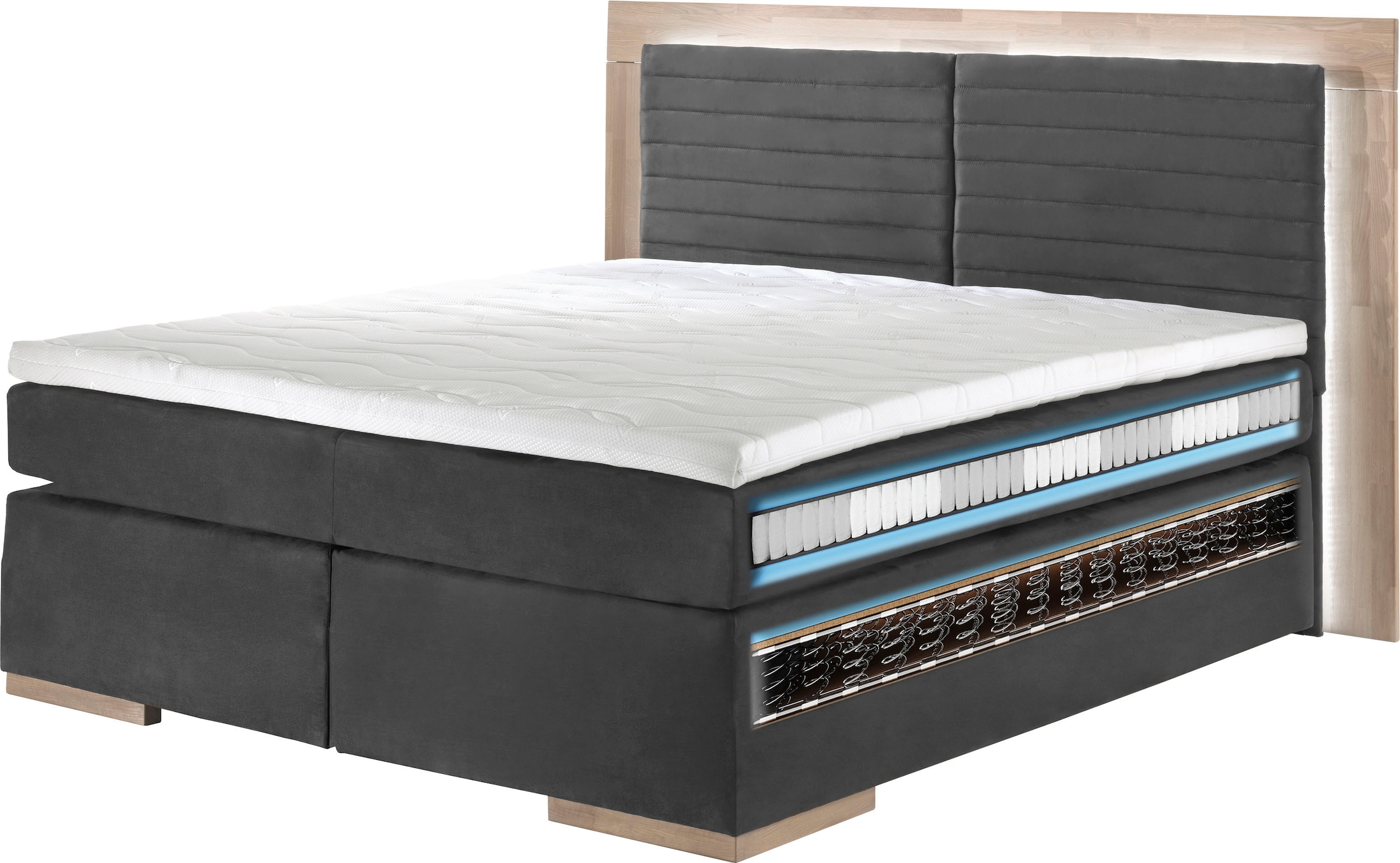 Home affaire Boxspringbett "Cup" mit Massivholzrahmen, mit Topper, in 2 Här günstig online kaufen