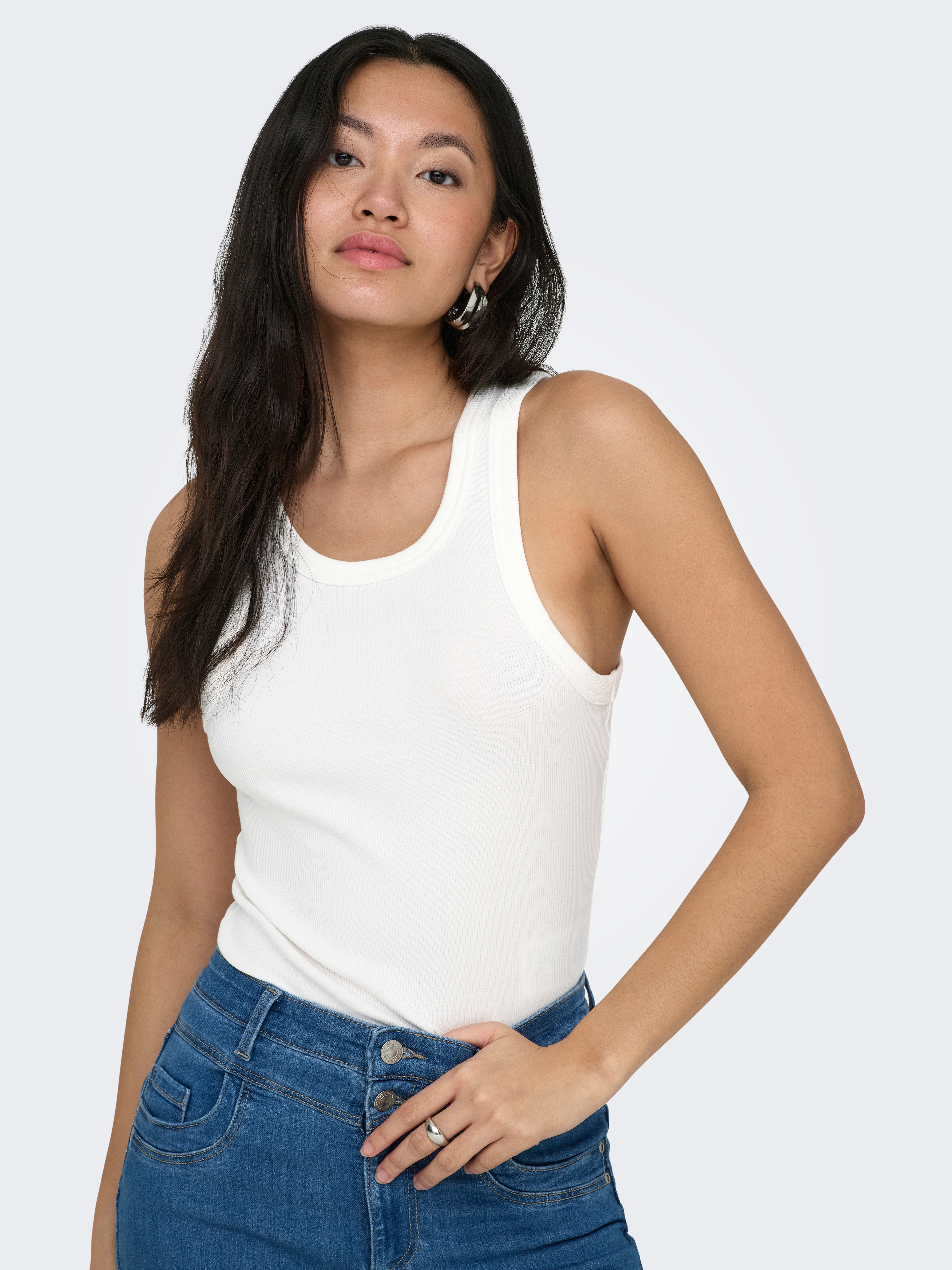 ONLY Tanktop "ONLVAL 2-WAY TANK TOP JRS NOOS" Baumwollmischung, Rundhals