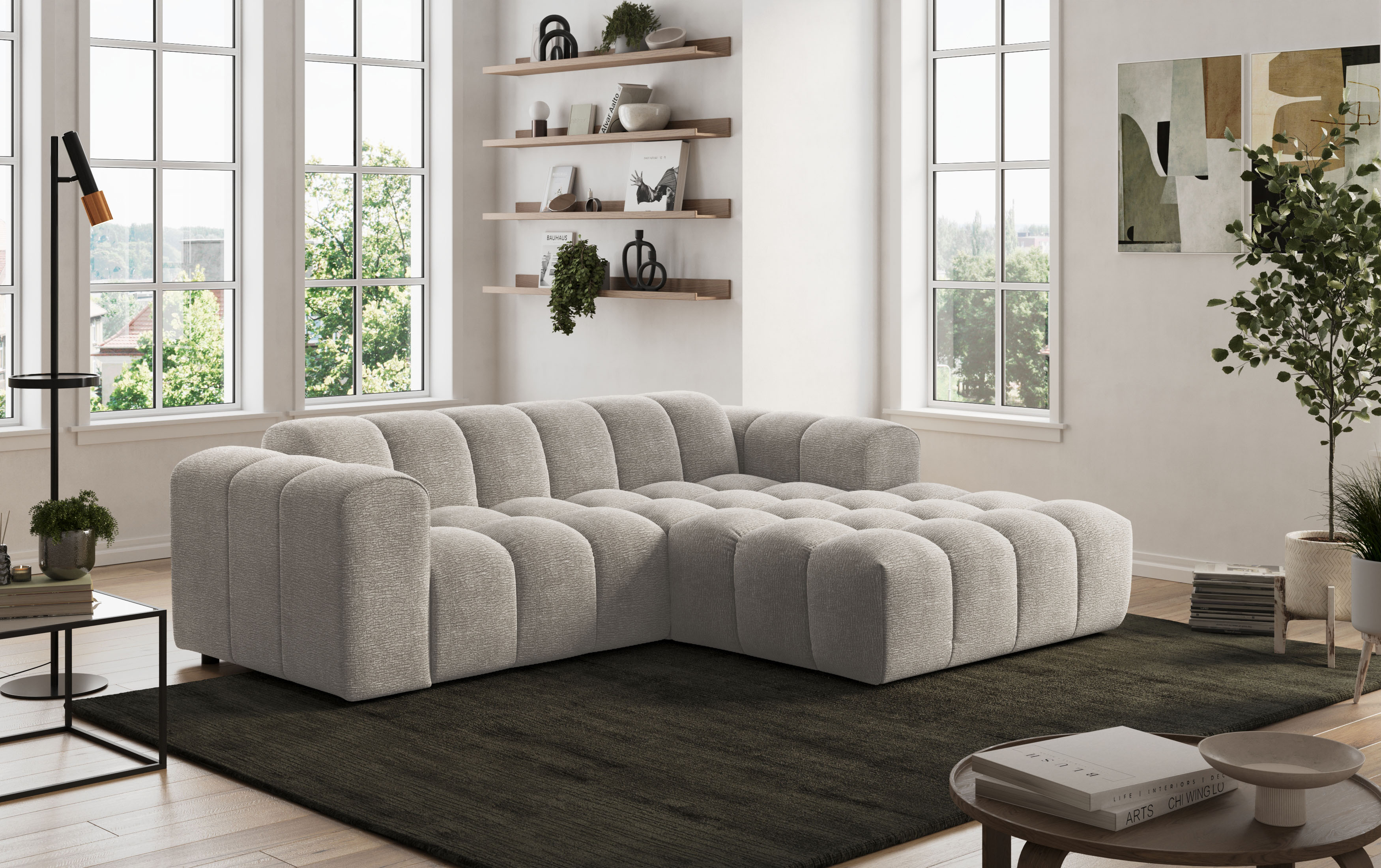 COTTA Ecksofa "Rocco L-Form, B: 248 cm, modernes Bubble-Sofa, großzügiger Sitzkomfort" Wohnlandschaft-Charakter, frei stellbar, modernes Design