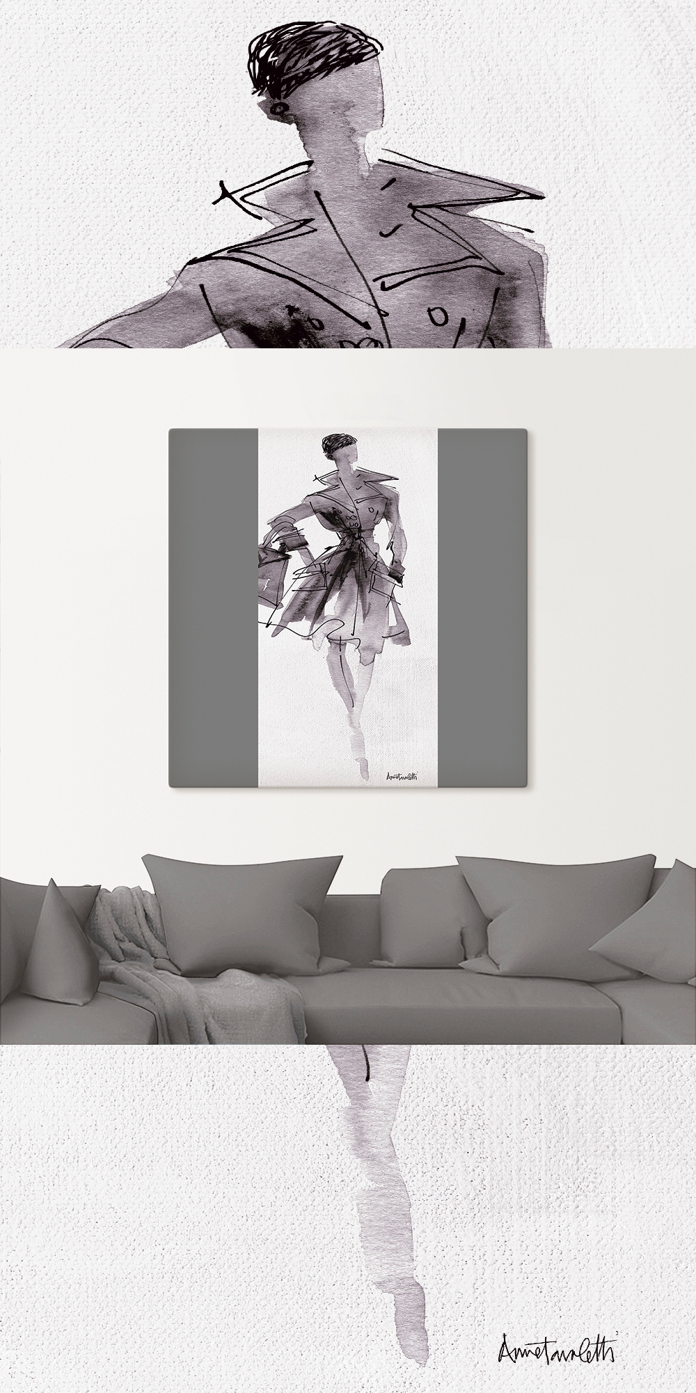 Artland Leinwandbild "Mode Skizzenbuch VII" Mode 1 Stk. tlg. als Leinwandbi günstig online kaufen