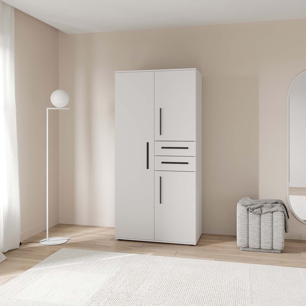 Demeyere GROUP Kleiderschrank »VERSATIL – mit Schubladen in Komforthöhe & Metall-Kleiderstangen« B/H/ T ca. 90x190cmx50cm,  viel Stauraum, robuste Spanplatte, pflegeleicht, Made in EU