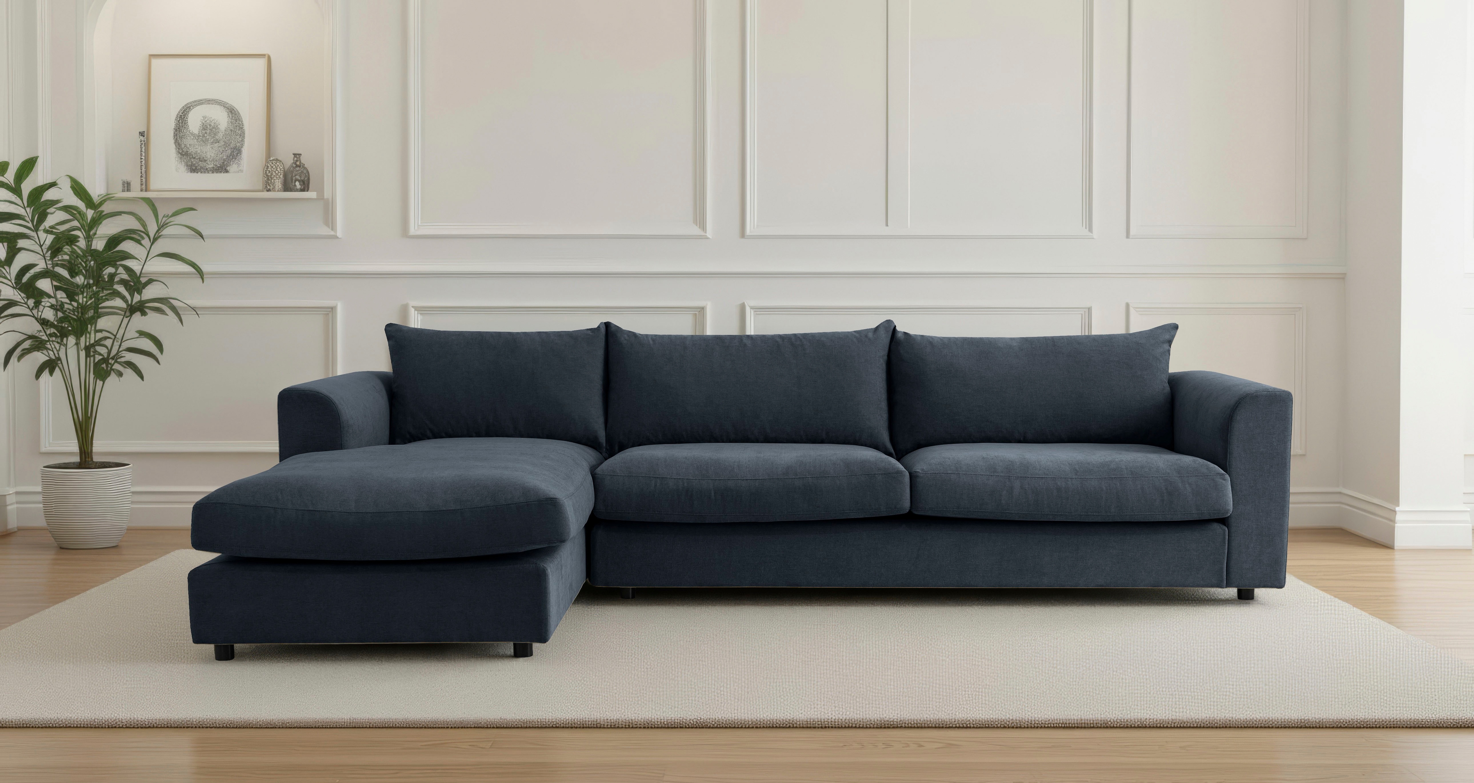 LeGer Home by Lena Gercke Ecksofa "Avelina" Breite 297 cm, in Cord- und Chenille- Stoff, Rückenkissen mit Federn