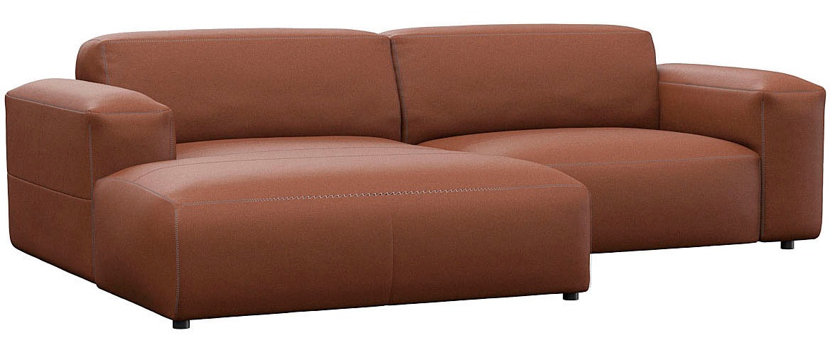FLEXLUX Ecksofa »Lucera Chaislongue rechts oder links, L-Form, bequem«, modern & anschmiegsam, Kaltschaum, Stahl-Wellenunterfederung
