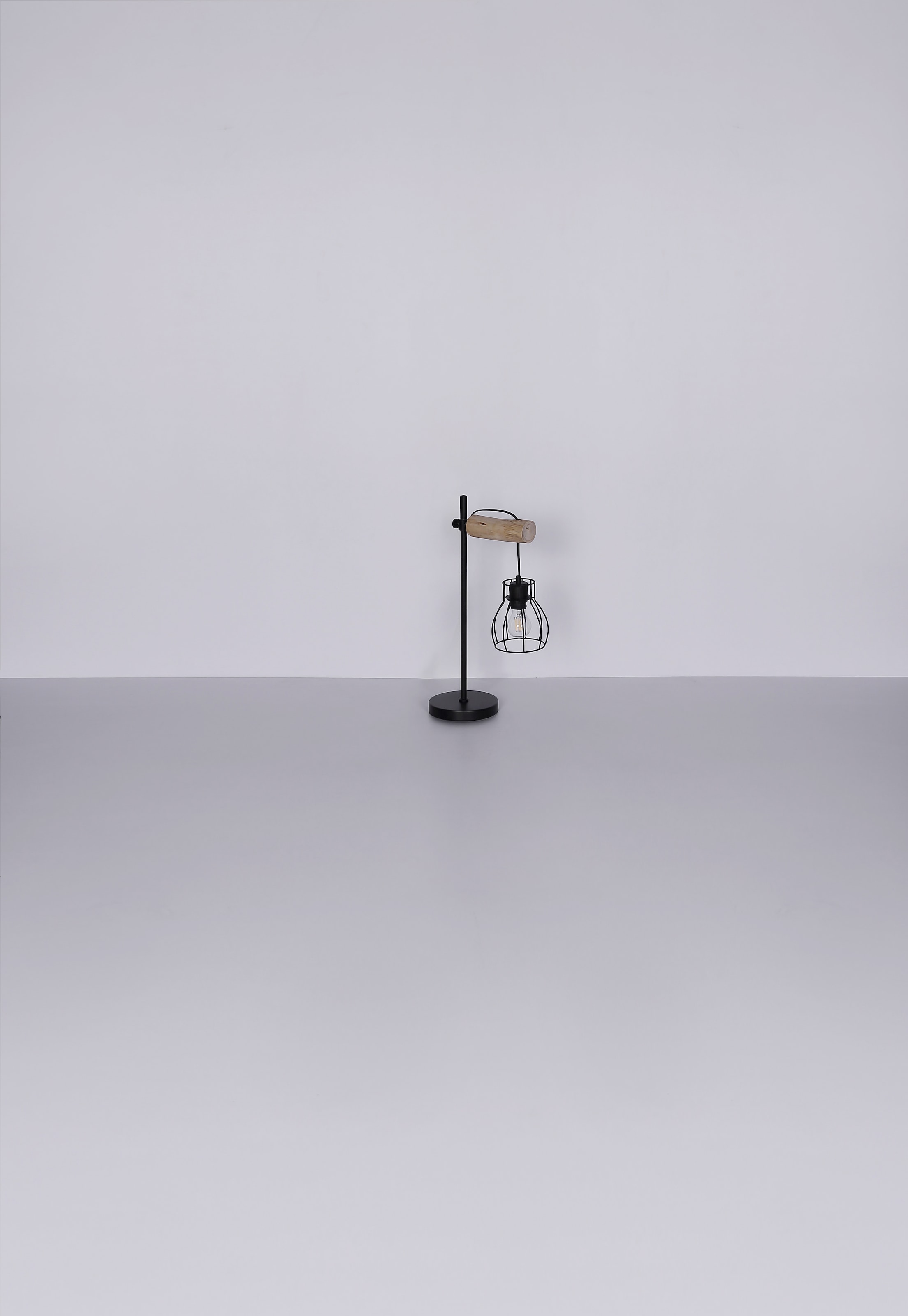 GLOBO LIGHTING Tischleuchte »MINA« E27 1 Stk. Tischleuchte Schwarz/Holz, Wippschalter, E27