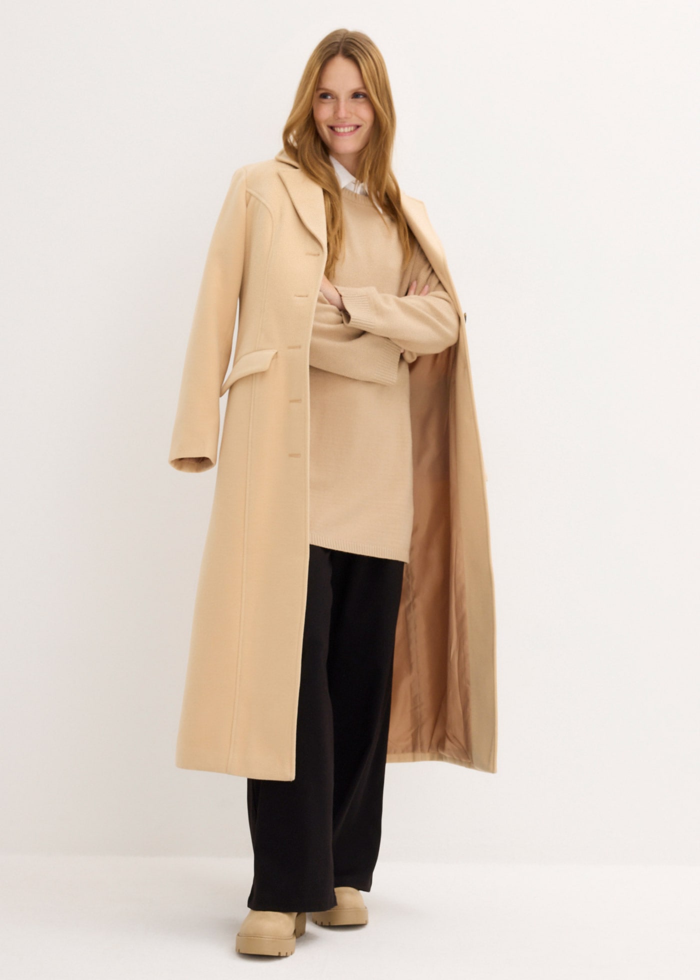 bonprix Strickpullover »Long-Feinstrickpullover mit Seitenschlitzen aus Viskose-Mix« Long-Feinstrickpullover mit Seitenschlitzen aus Viskose-Mix