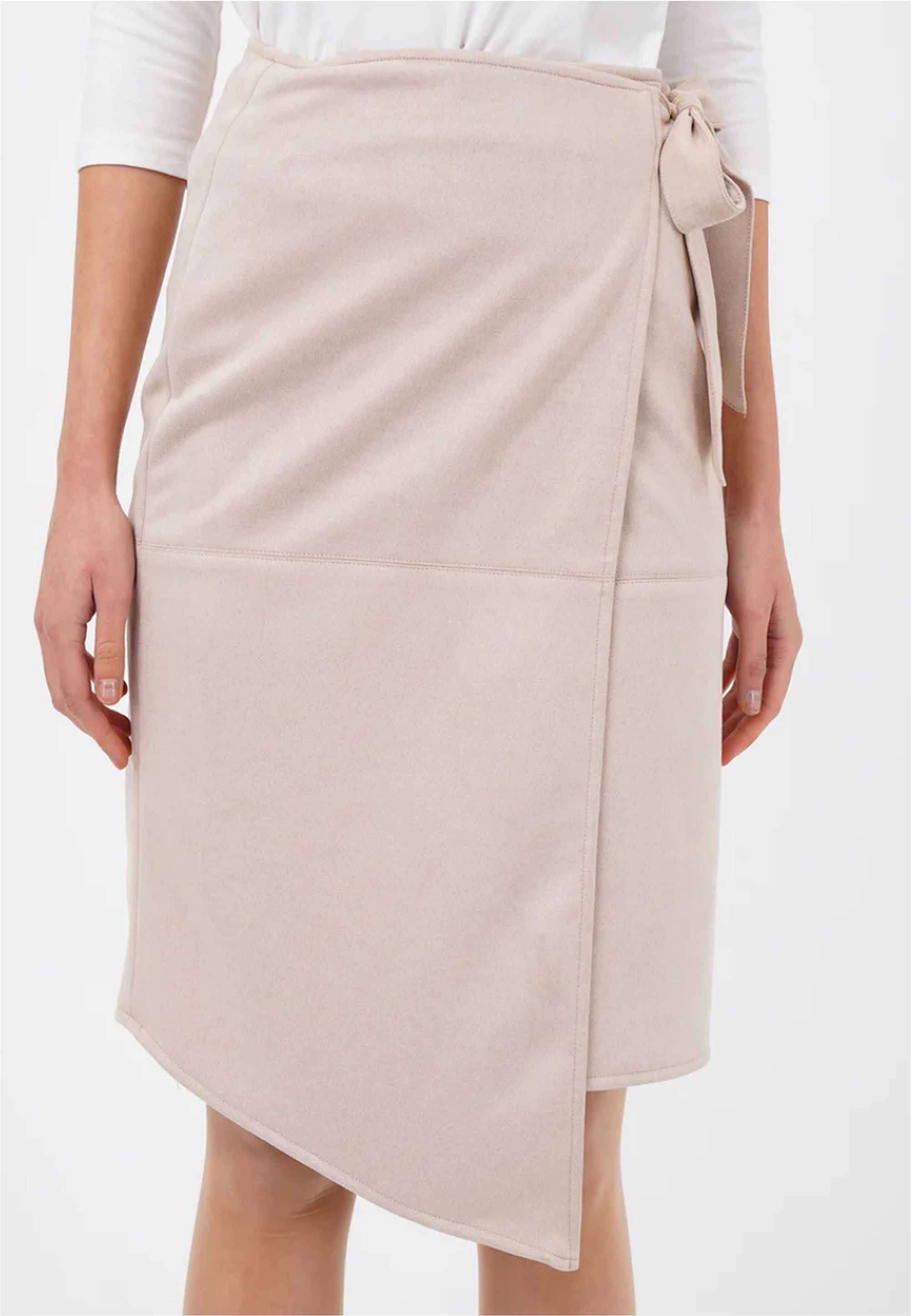 FRESHLIONS Damen Wickelrock "Aska", beige, Gr. S, 100% Polyester, Röcke, mit Bindebändern an der Seite