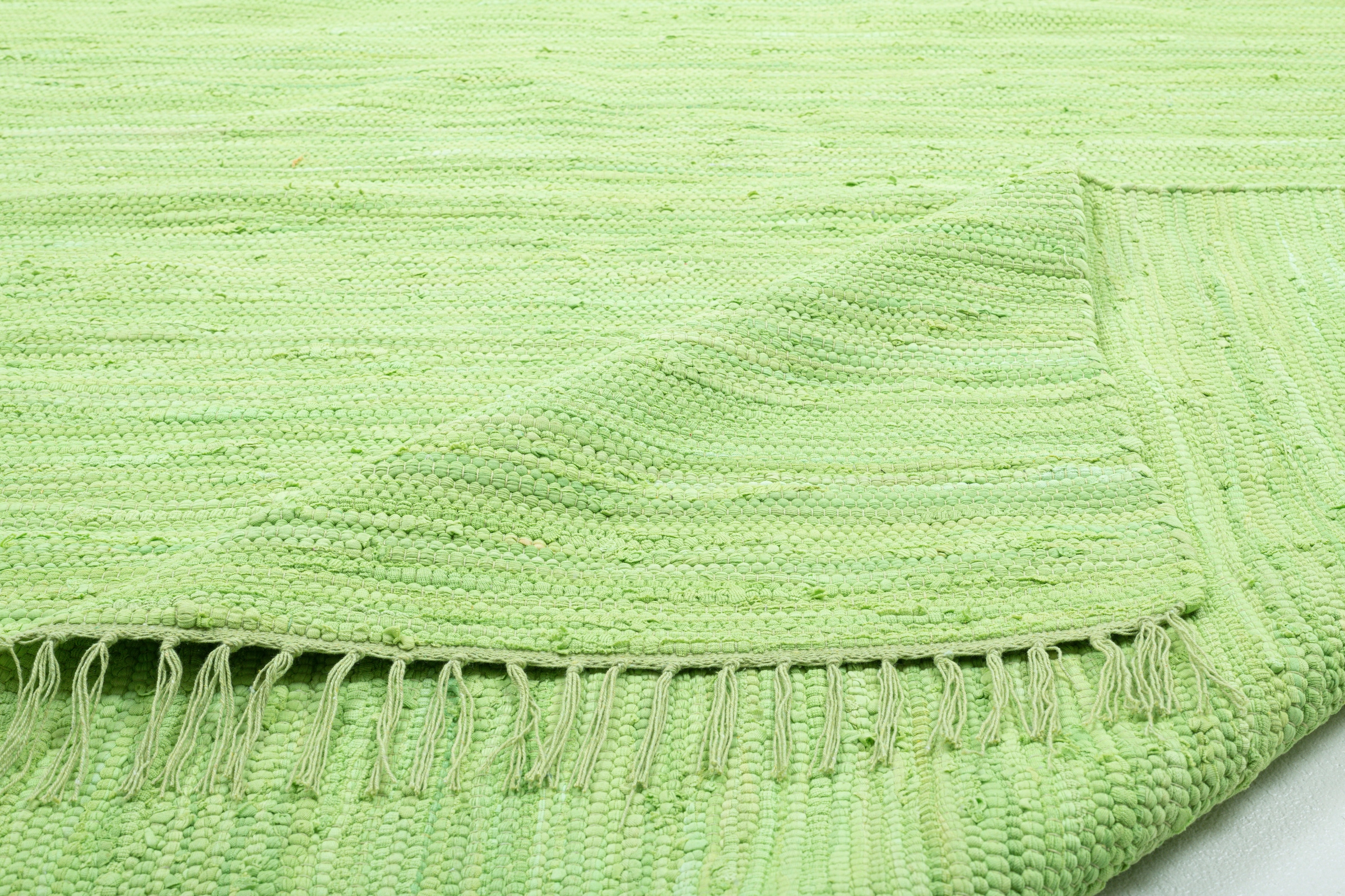my home Teppich »Cadis«, rechteckig, 5 mm Höhe, Wendeteppich, mit Fransen, Uni Farben, handgewebt, reine Baumwolle