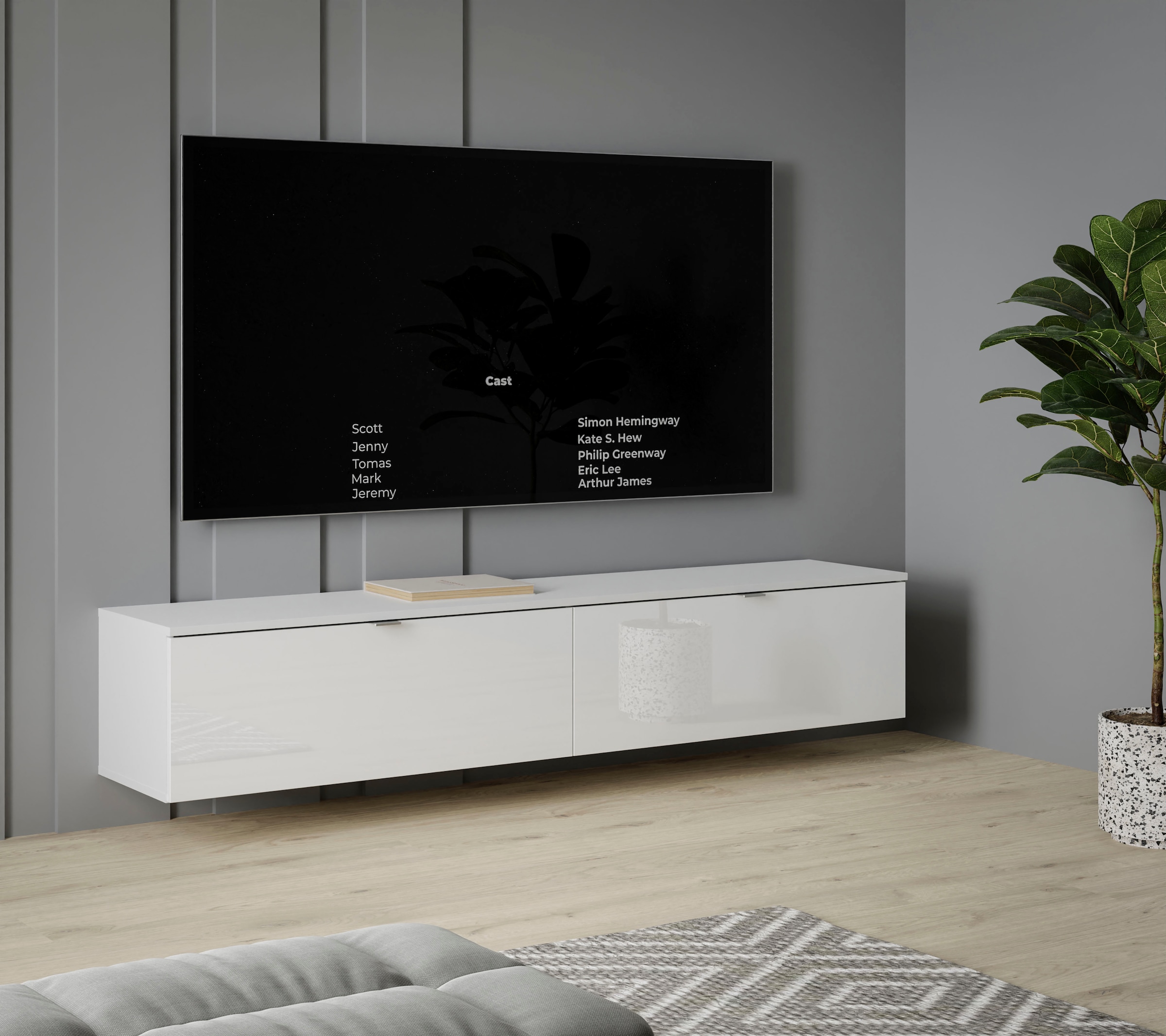 FORTE Lowboard »LibertadTV-Board, TV-Schrank«, großes TV Board, erweiterbar, Wandmontage, Metallgriff