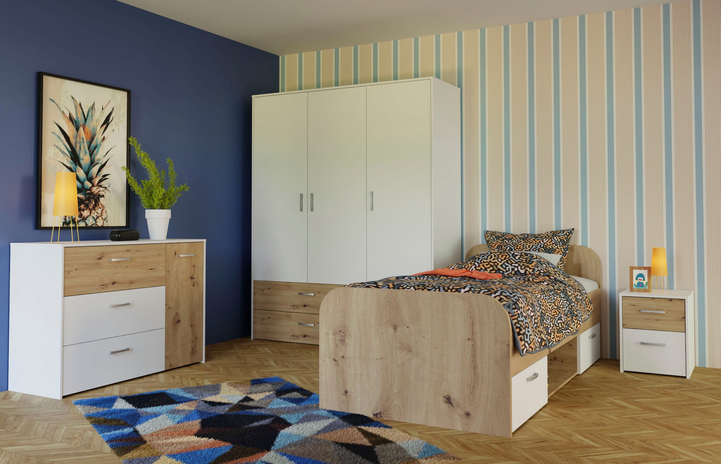 FORTE Stauraumbett »Culgoa«, Jugendbett, Stauraum, Schubkasten, modernes Dekor, pflegeleicht